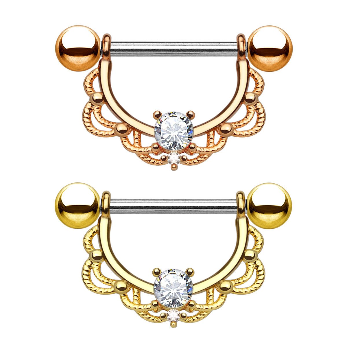 Taffstyle Intimpiercing Brustwarzenpiercing vergoldet beweglich Nippel günstig online kaufen
