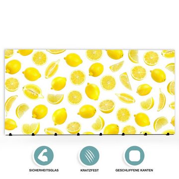Primedeco Garderobenpaneel Magnetwand und Memoboard aus Glas Zitronen zerstreut