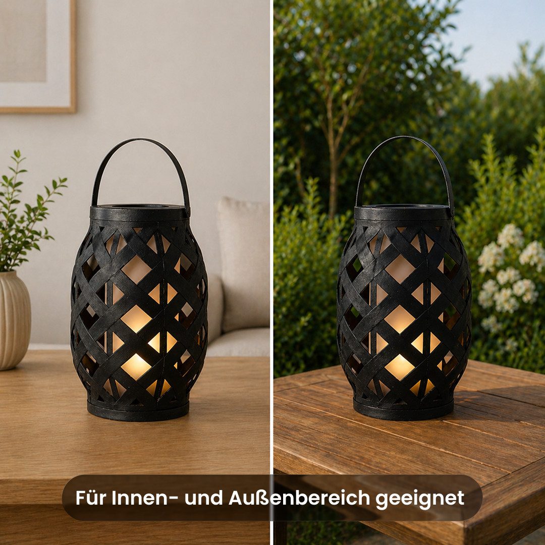 STAR TRADING Außen-Tischleuchte Flame Lantern, Sanftes warmweißes Licht: 30 Lumen sorgen für angenehme Orientierung u