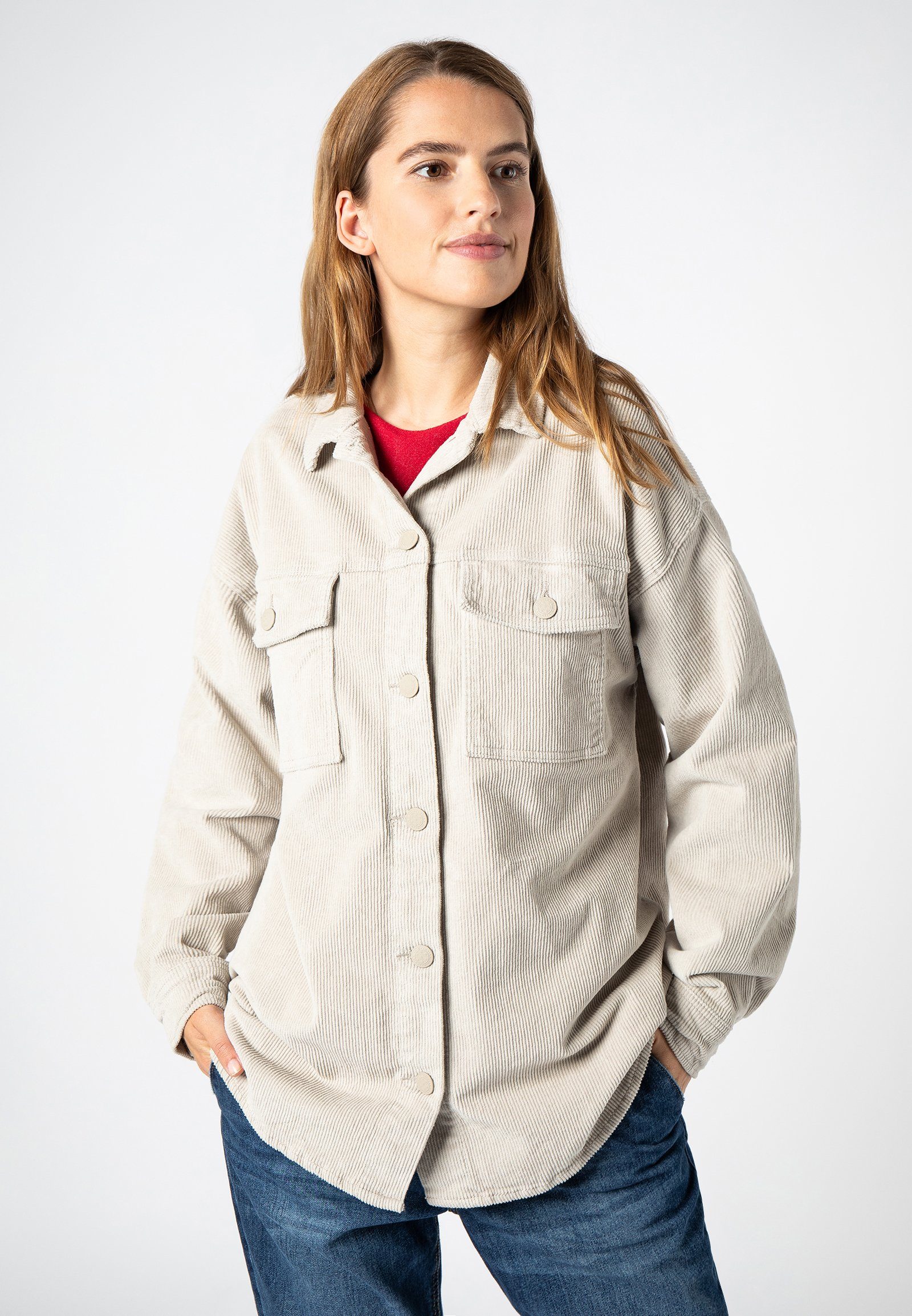 Eight2Nine Hemdjacke Cord Hemdjacke Oversize light-beige