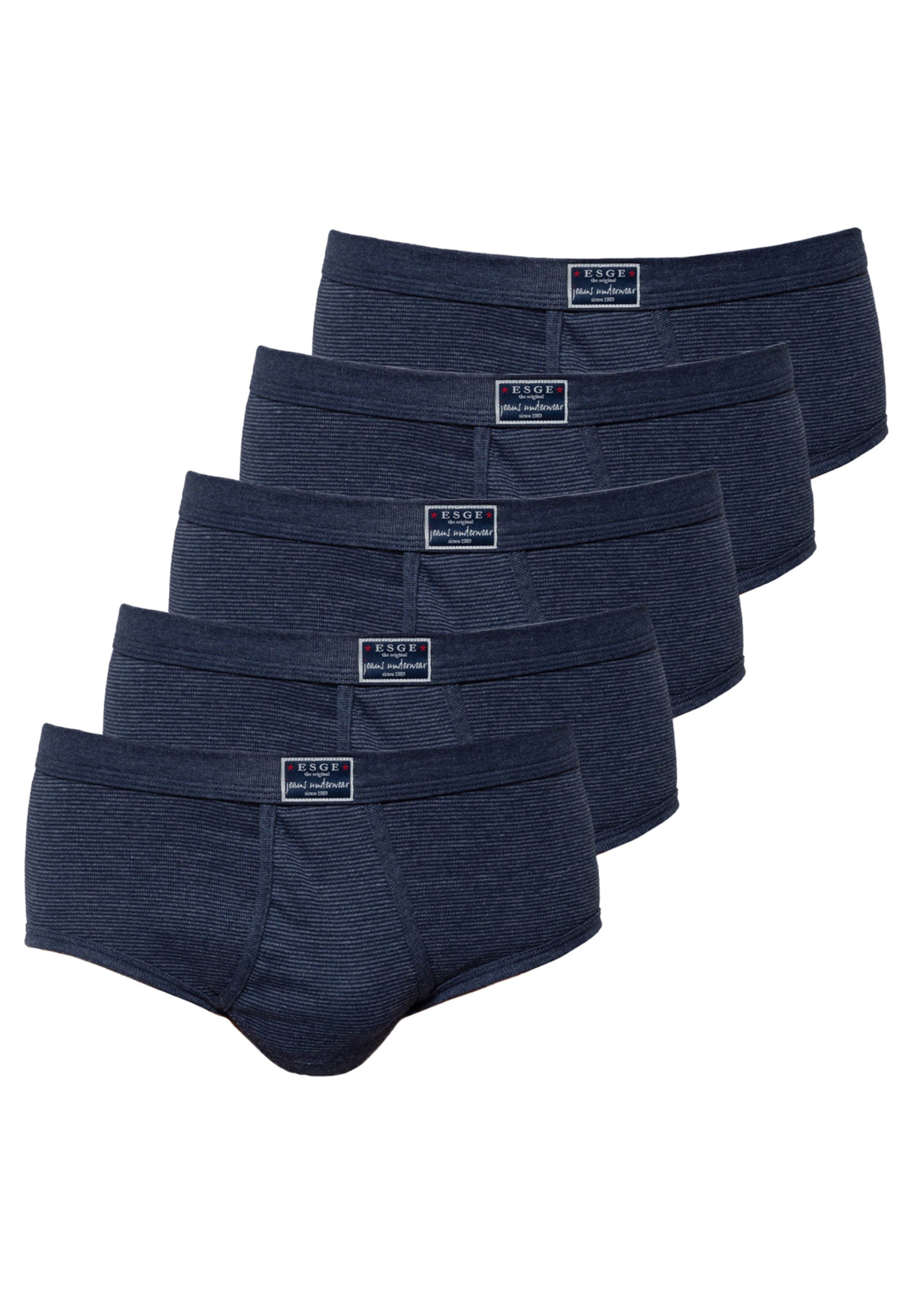 ESGE - Die Wäsche-Macher Slip 5er Pack- Feinripp Jeans (Spar-Set, 5-St) Slip mit Eingriff - Baumwolle - Mit Eingriff -