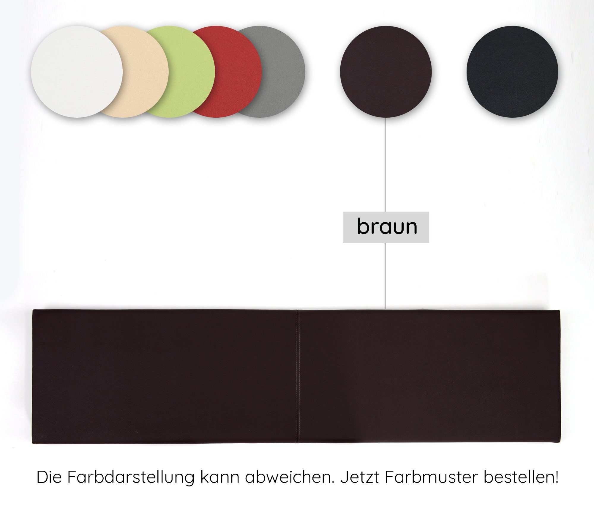 Kunstleder Farben L (1 Kopfstütze, St), 115cm animal-design Wandkissen mit verschiedene Montage-Set 101 Breite braun