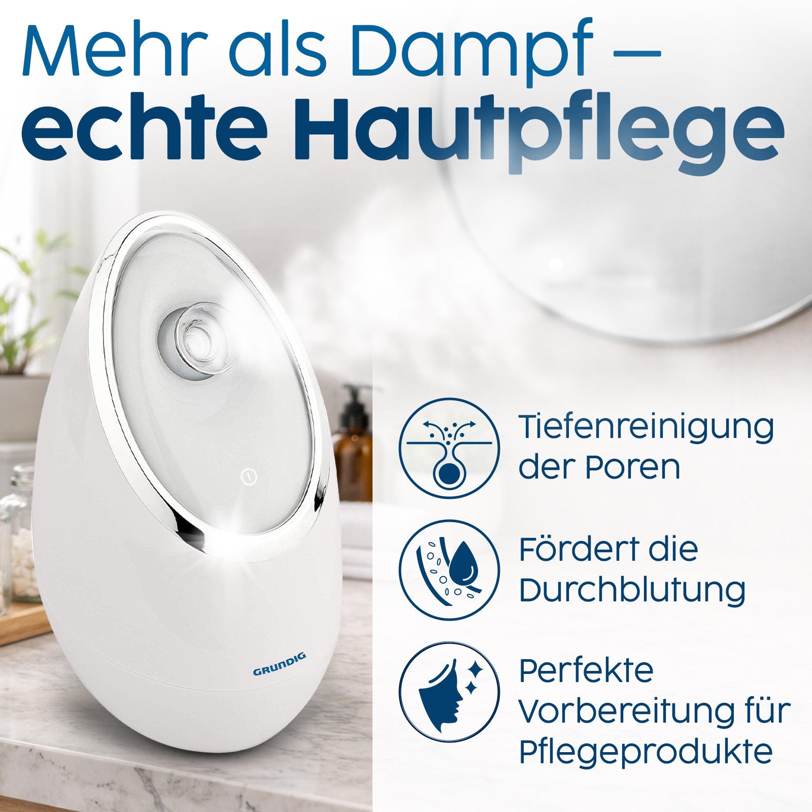 Grundig Gesichtssauna Gesichtssauna Facial Steamer, Dampfbad Porenreiniger Tiefenreinigung 260W