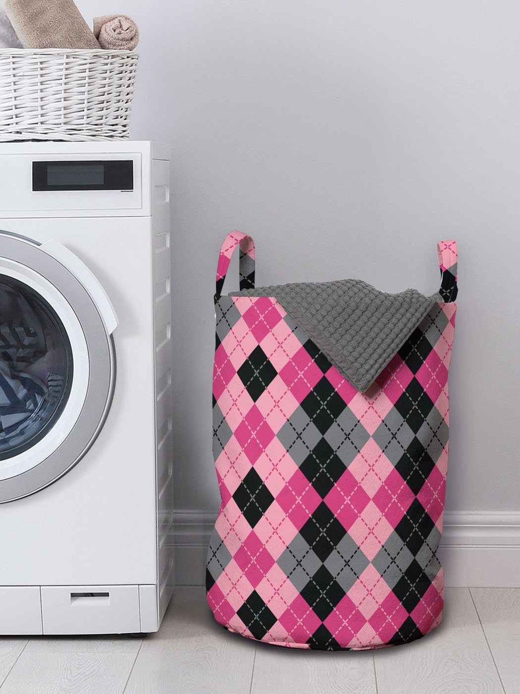 rosa-Grau Griffen Waschsalons, und Diamanten Kordelzugverschluss Lutschtabletten Wäschesäckchen Abakuhaus für mit Wäschekorb