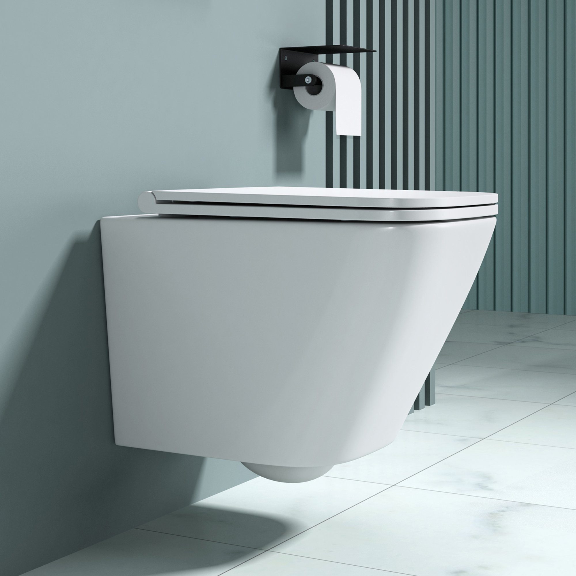 Toilette Wand-Hänge WC Wandhängend mit Absenkautomatik Softclose Aachen 501 