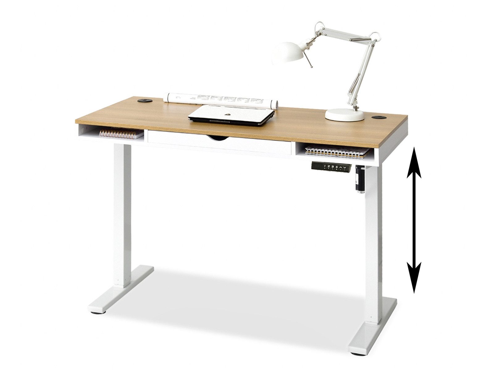 Compleo Schreibtisch höhenverstellbarer schreibtisch mit Schublade günstig online kaufen