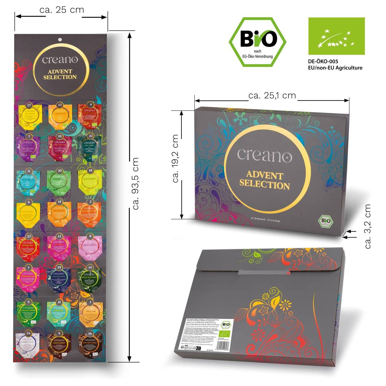 Creano Tee Adventskalender, 24er BIO Teebeutel-Tee *¹, 1 x 24 St. (24 Bio-Teebeutel)