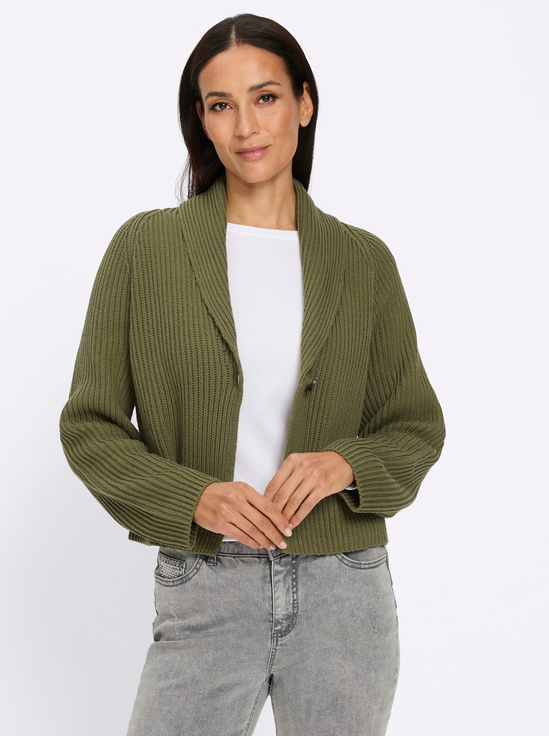 Strickjacke Strickjacke Langarm Rippoptik