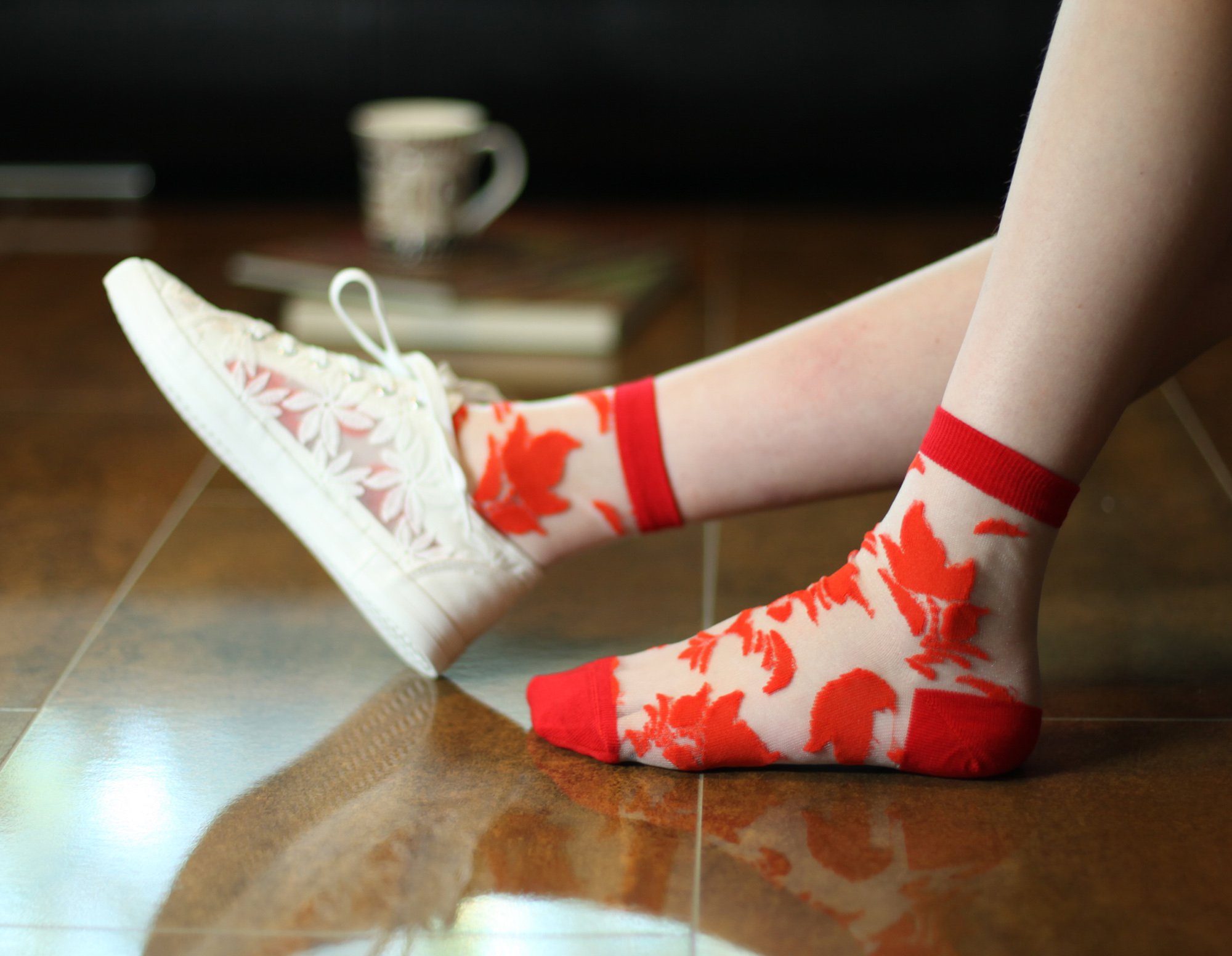 GIULIA Feinsöckchen 5 Paar atmungsaktiv mit Blumen Flower Muster Söckchen Damen (5-Paar)