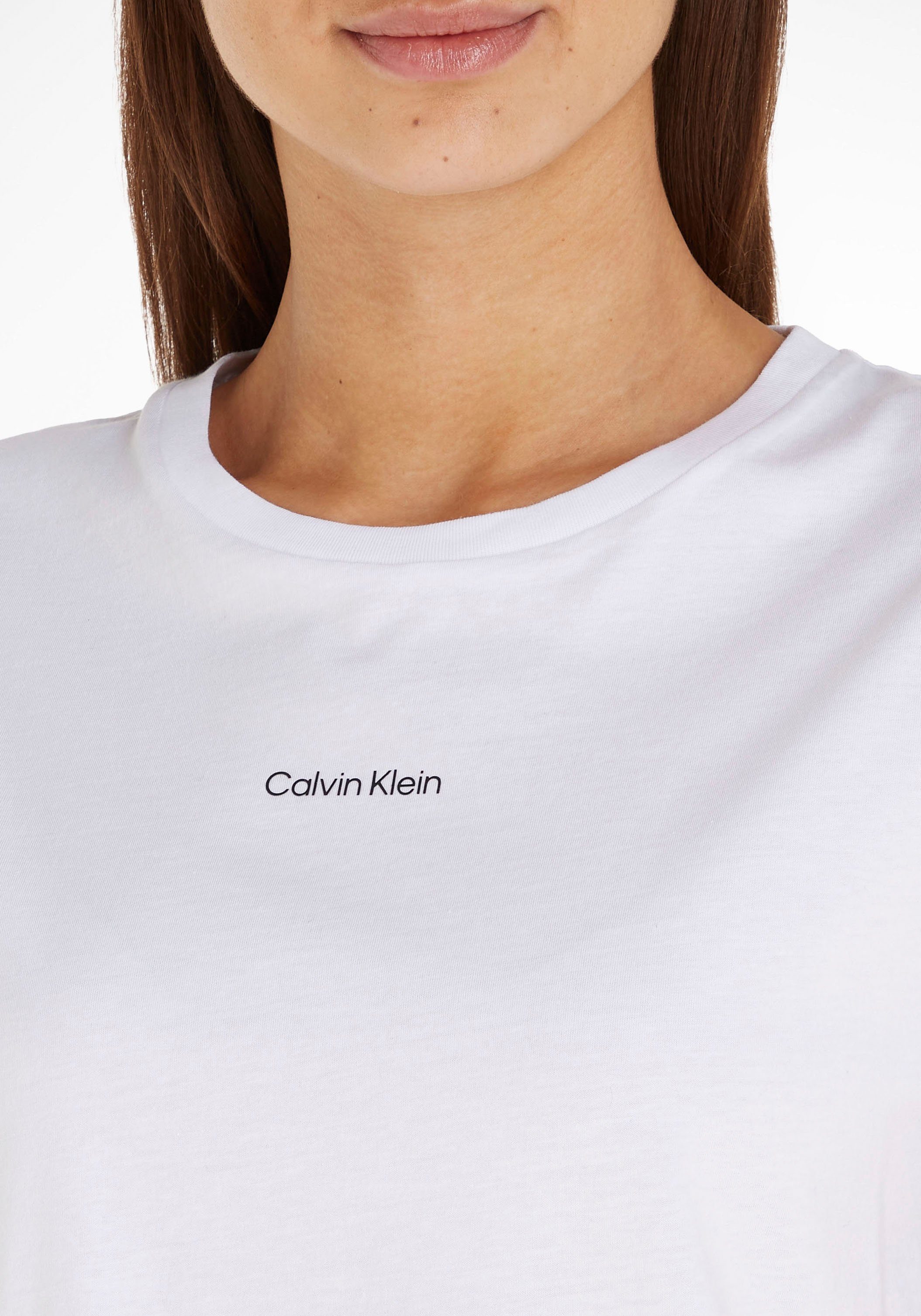 reiner LOGO T-Shirt aus T-SHIRT Bright-White Calvin MICRO Klein Baumwolle