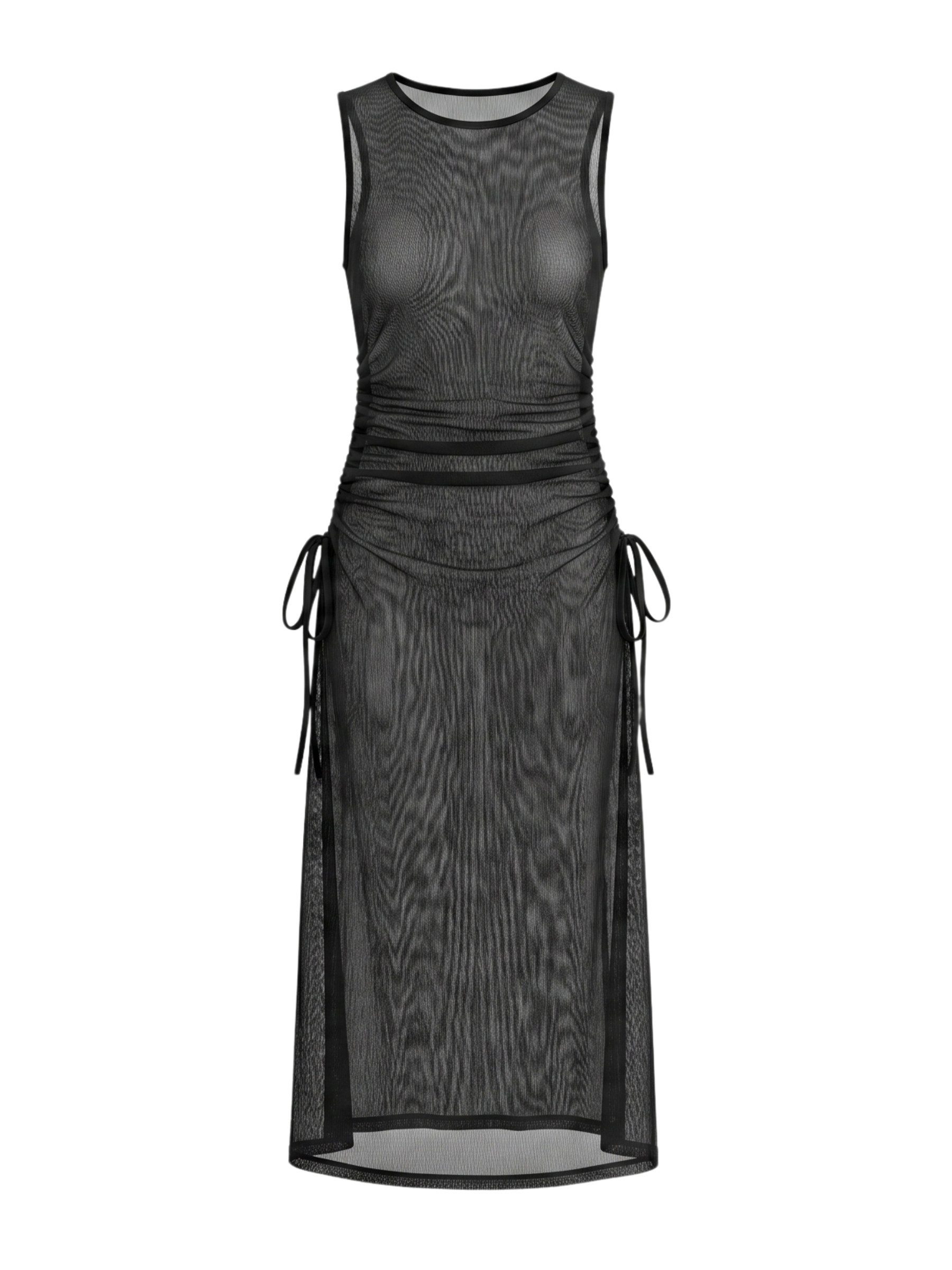 Elegant Love Strandkleid Bikini Cover-up, lang: Beinschlitz & Kordelzug – Sexy Sommerkleid Strandtunika, leicht: Hoher Schlitz & Bindeband – Sommerlook
