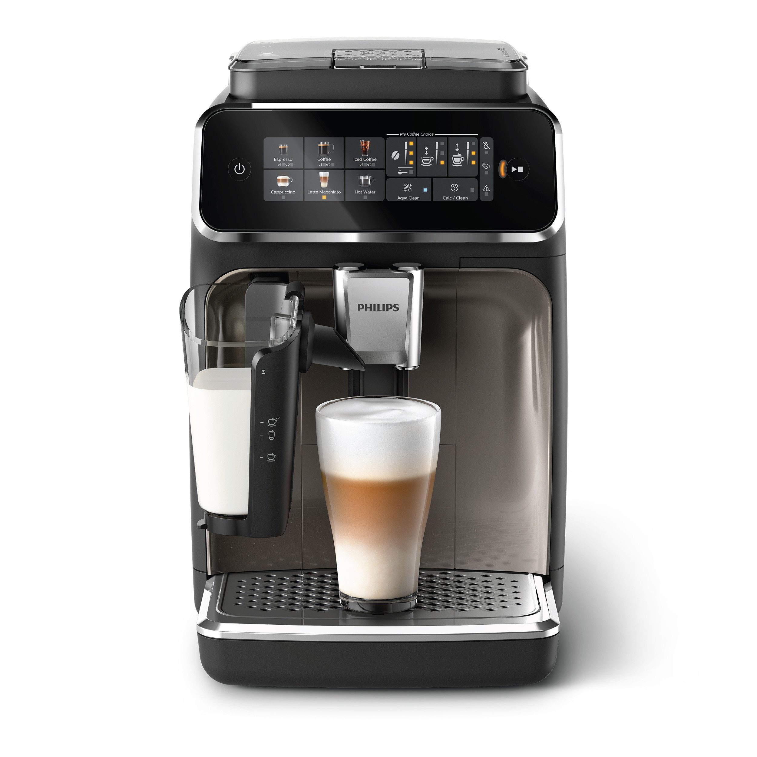 Kaffeespezialitäten, Kaffeevollautomat Series, mit 6 verchromt 3300 LatteGo-Milchsystem, Philips Schwarz EP3347/90