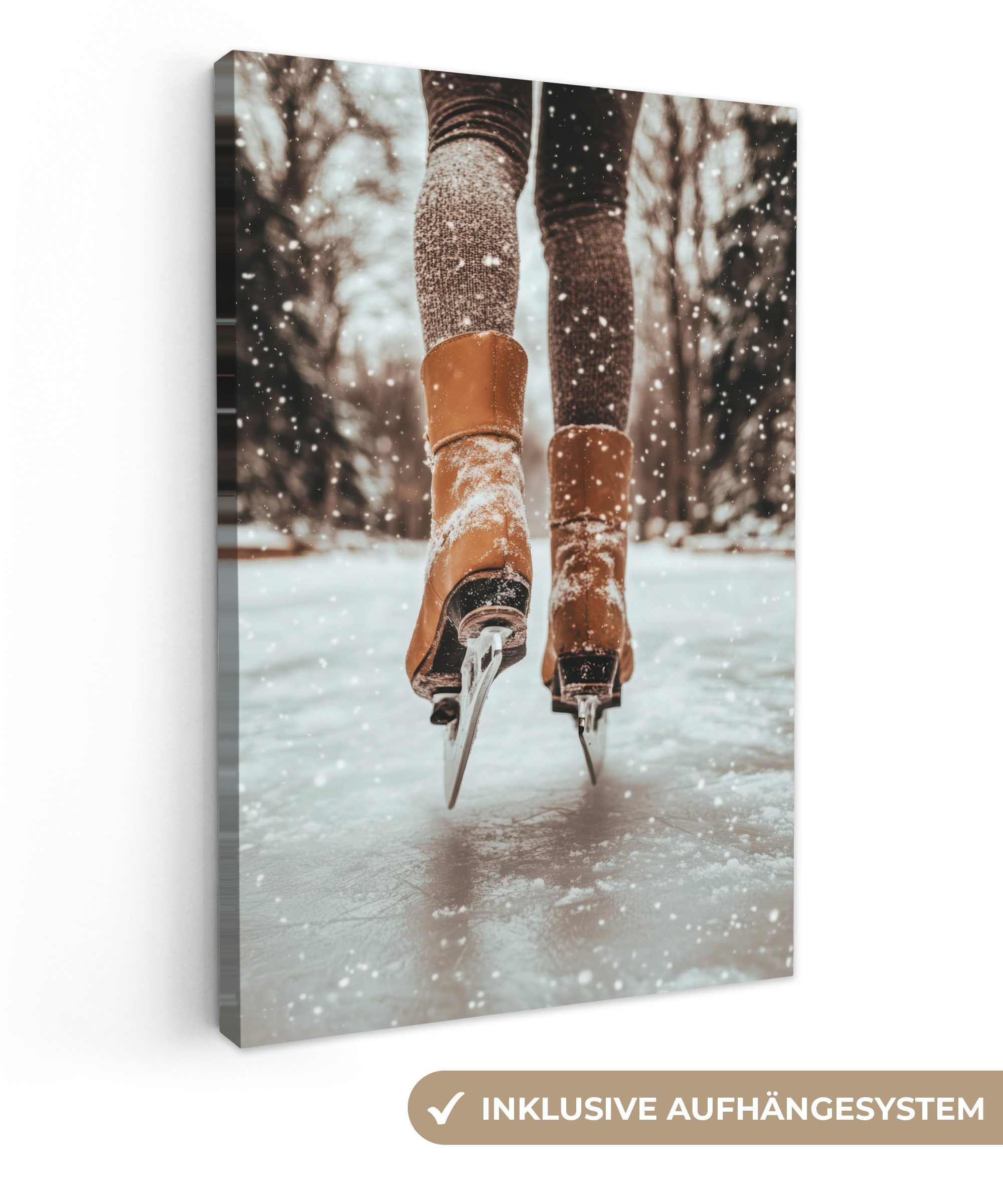 OneMillionCanvasses® Leinwandbild Schlittschuhlaufen - Eis - Winter - Schne günstig online kaufen