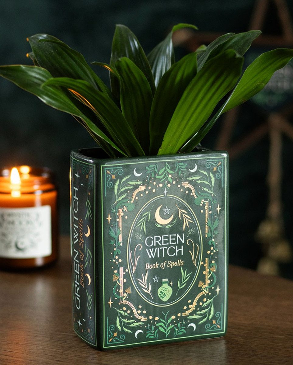 Horror-Shop Dekofigur Bezaubernde Vintage Zauberbuch Vase als Tischdeko