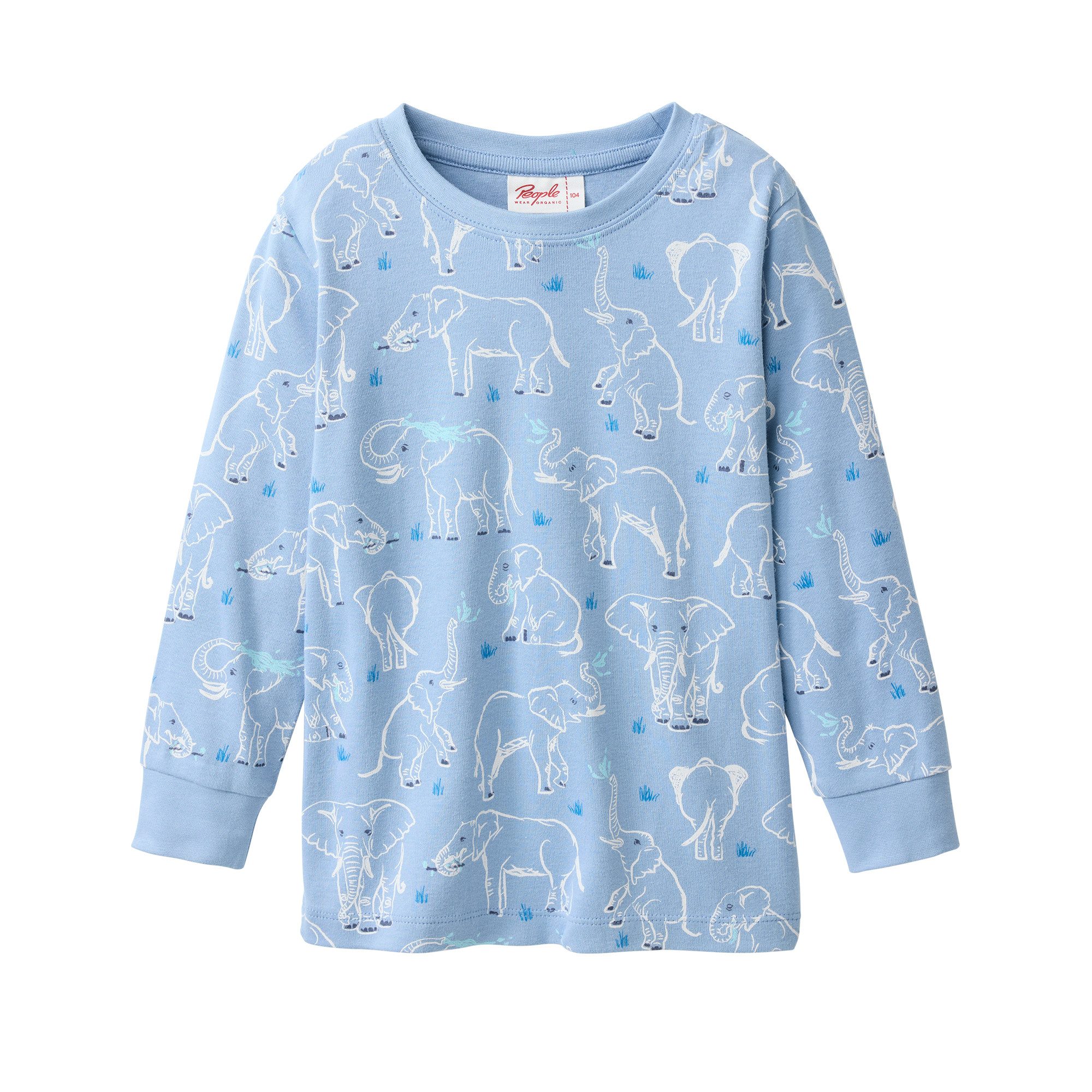 People Wear Organic Pyjama mit Elefanten Motiv, aus Bio-Baumwolle GOTS zertifiziert