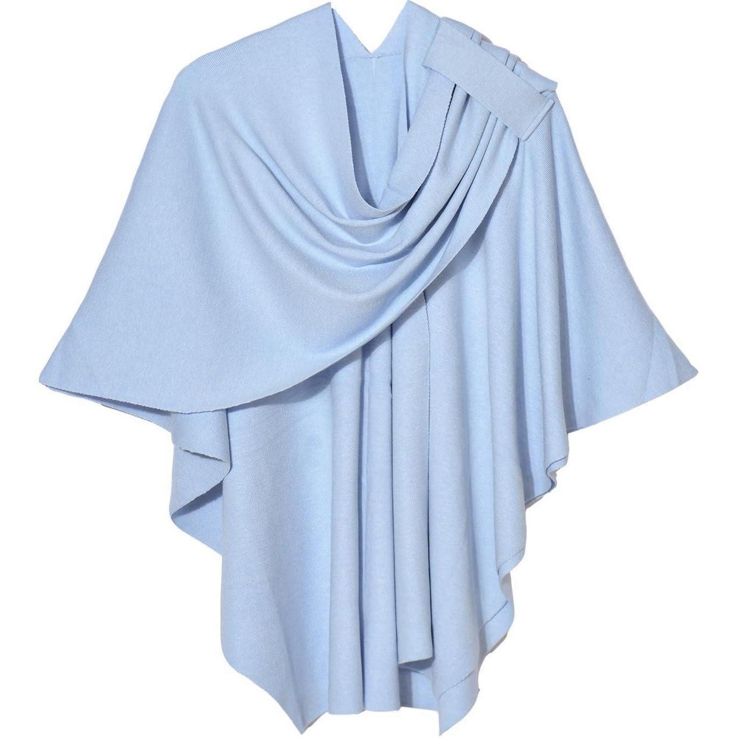 LuxusKollektion Strickschal Poncho Strick Cape Cardigan Damen Blau, (1-St)