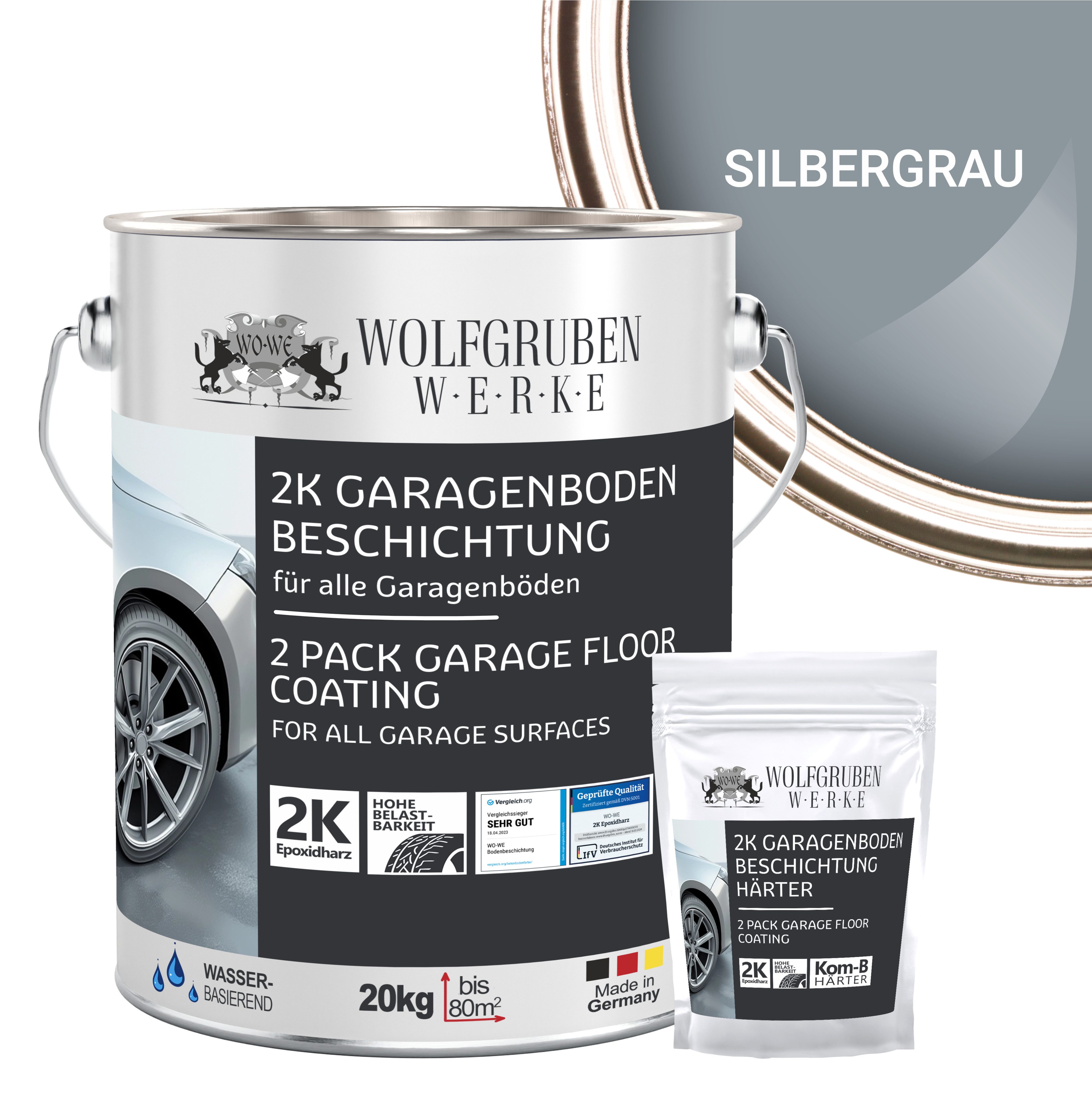 WO-WE Bodenversiegelung 2K Garagenbodenbeschichtung W707, Betonfarbe, Garagenfarbe, Bodenbeschichtung