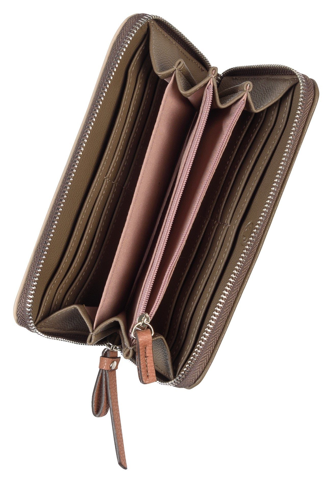 TOM TAILOR Geldbörse Long zip wallet, Einteilung praktischer mixed-taupe mit