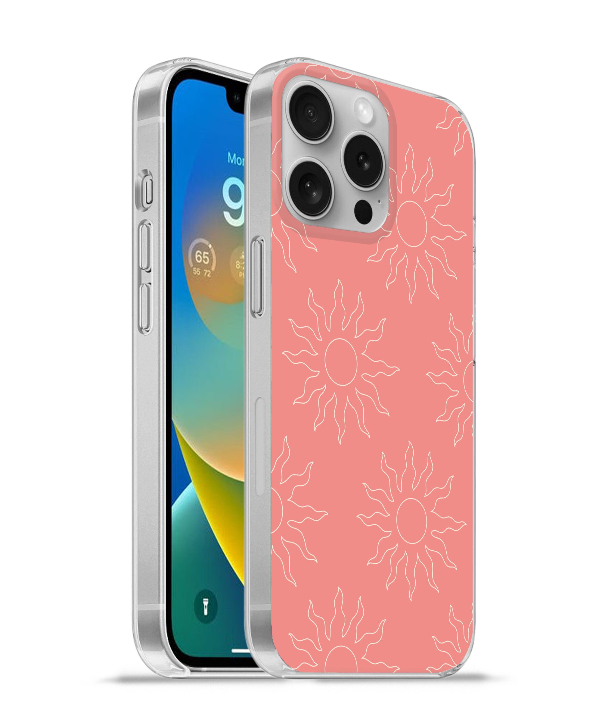 MuchoWow Handyhülle für Apple iPhone 16 Pro Sonne - Druck - Rosa - Weiß - Sommer, Smartphone-Bumper, Print, Handy Schutzhülle Dünn