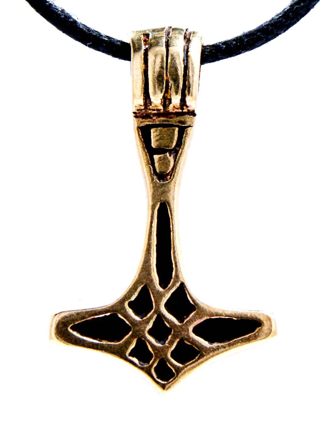 Thorhammer of Bronze Kettenanhänger Mittelalter Leather Mjölnir Thorshammer Kiss