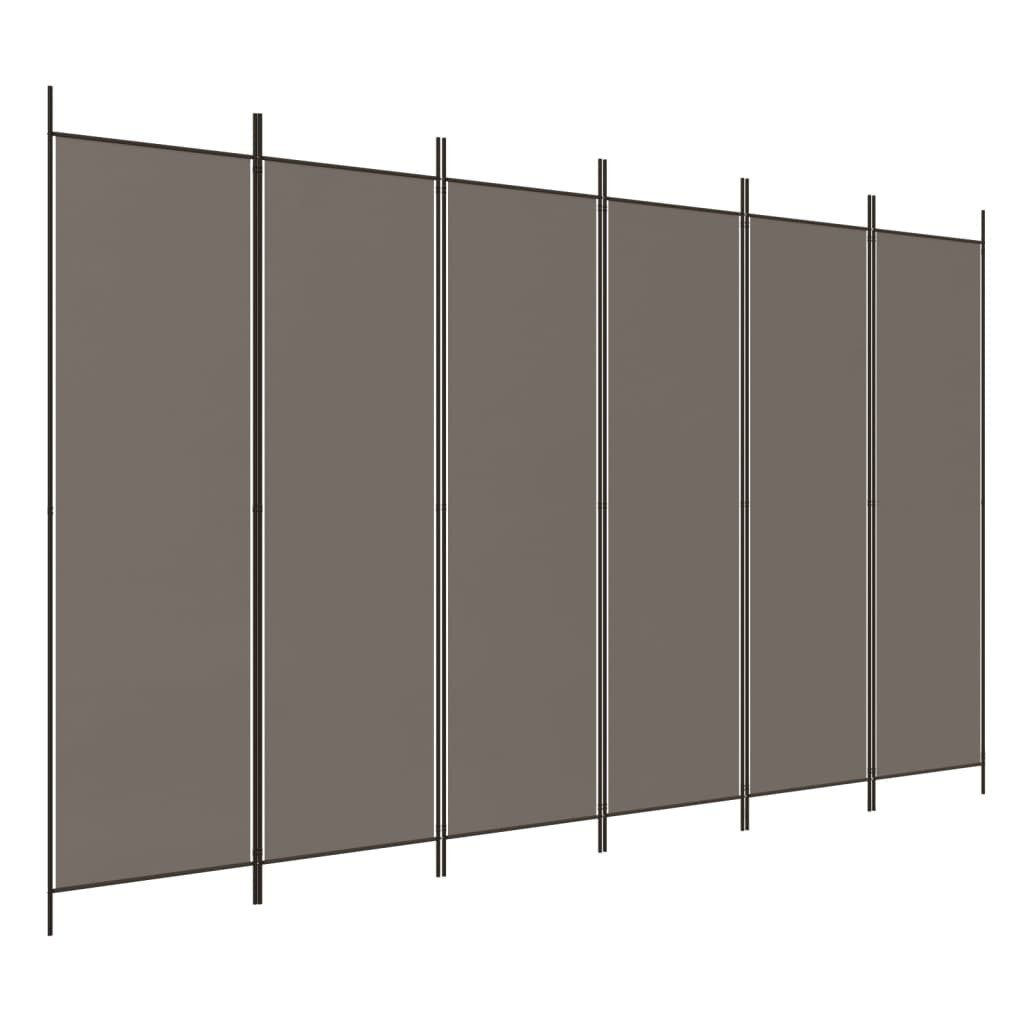 vidaXL Raumteiler 6-tlg. Paravent Anthrazit 300x220 cm Stoff, 1-tlg.