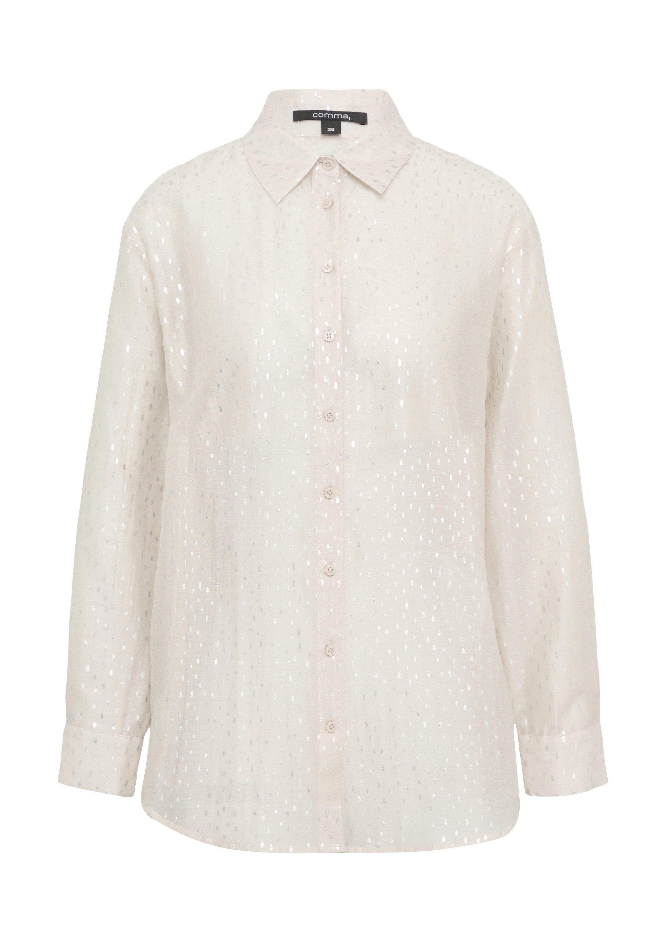comma Langarmbluse Bluse Semitransparente Hemdbluse mit Print günstig online kaufen
