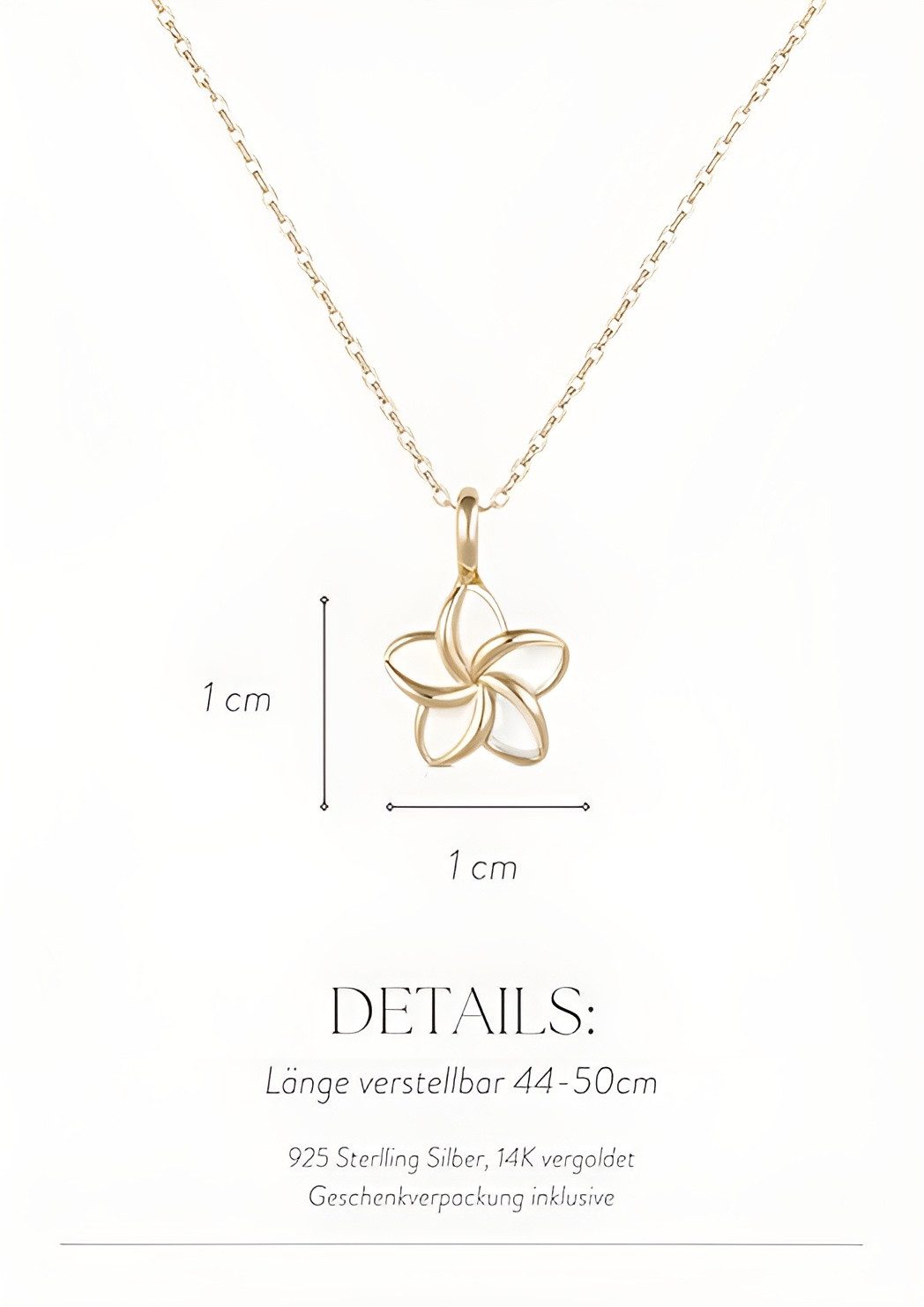 Einzelstück Kette mit Anhänger Halskette Frangipani mit Monoi Anhänger