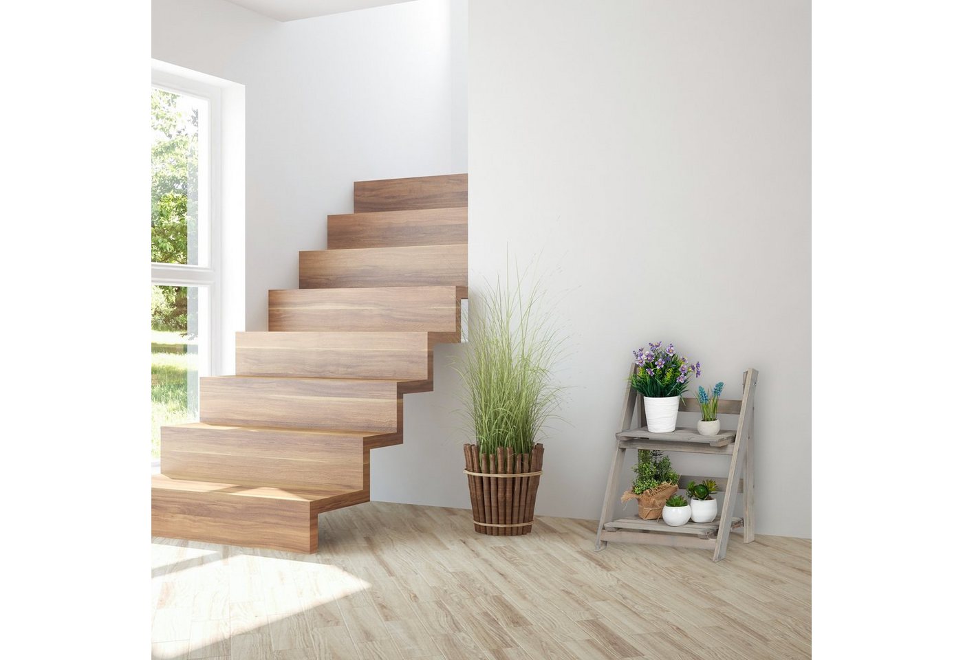 Thumbnail - relaxdays Blumenständer Blumentreppe Holz grau, M