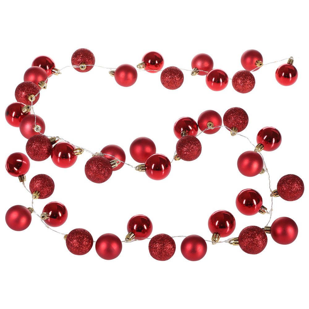 Casaria Lichterkette, LED Lichterkette 40 Weihnachtskugeln 2 m Innen Außen Batterie 8