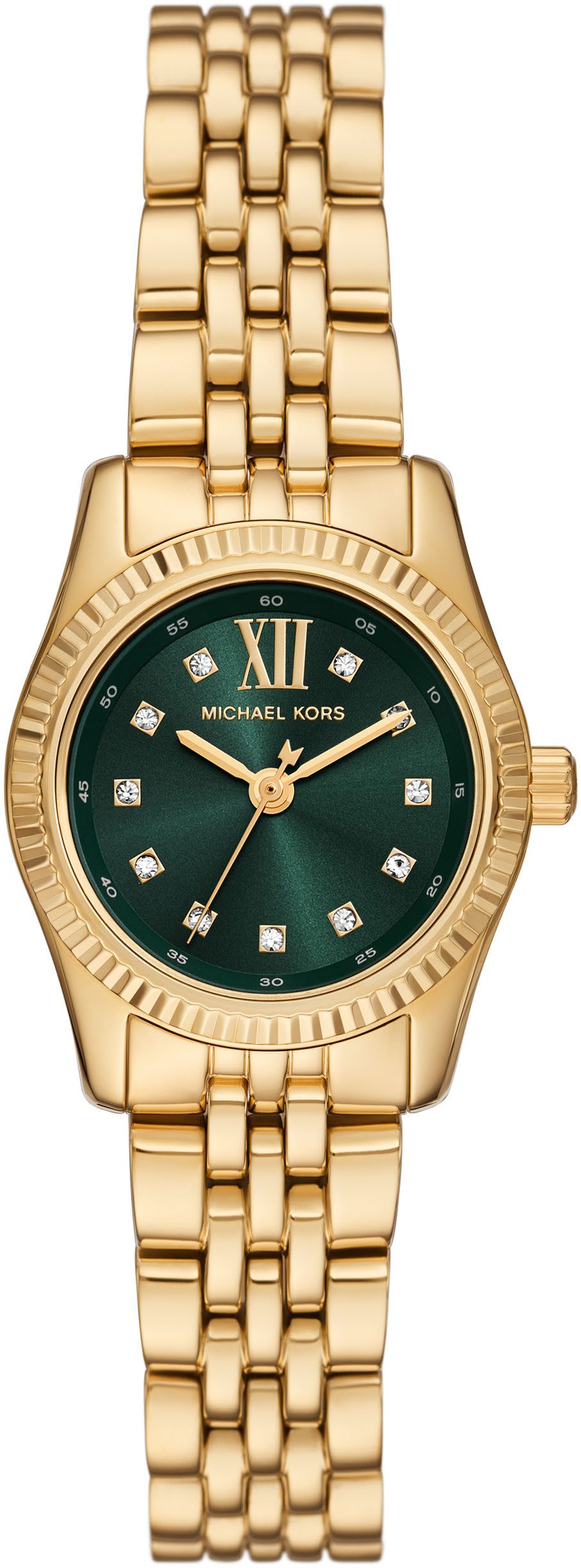 MICHAEL KORS Quarzuhr PETITE LEXINGTON MK4842, Armbanduhr, Damenuhr, Edelstahlarmband, analog, Glassteine