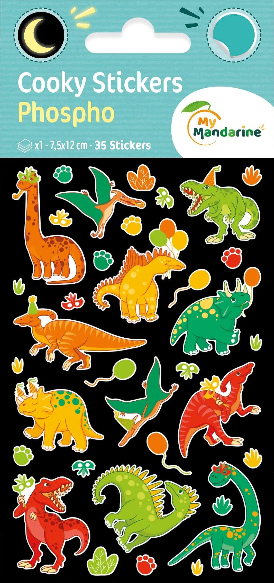 maildor Sticker 10x Cooky Phospho, 1 Stickerbogen 7,5x12cm, Dino - Mehrfarbig CY165C, My Mandarine