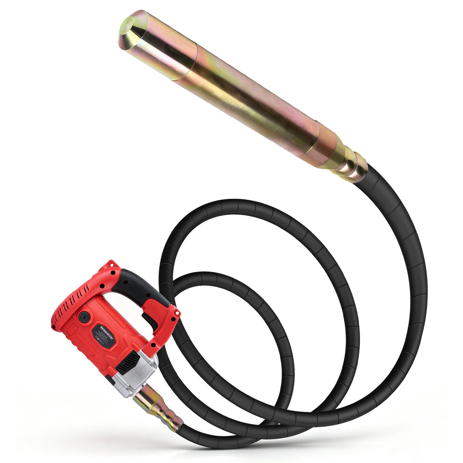 XIIW Betonverdichter 2800 W Betonrüttler 4 M Flaschenrüttler Ø38 mm 6800 U/min Kupfermotor, (Innenrüttler mit Biegsamer Welle, Schultergurt und Feststellschalter), Beton Rüttelflasche für Hausbau Brückenbau