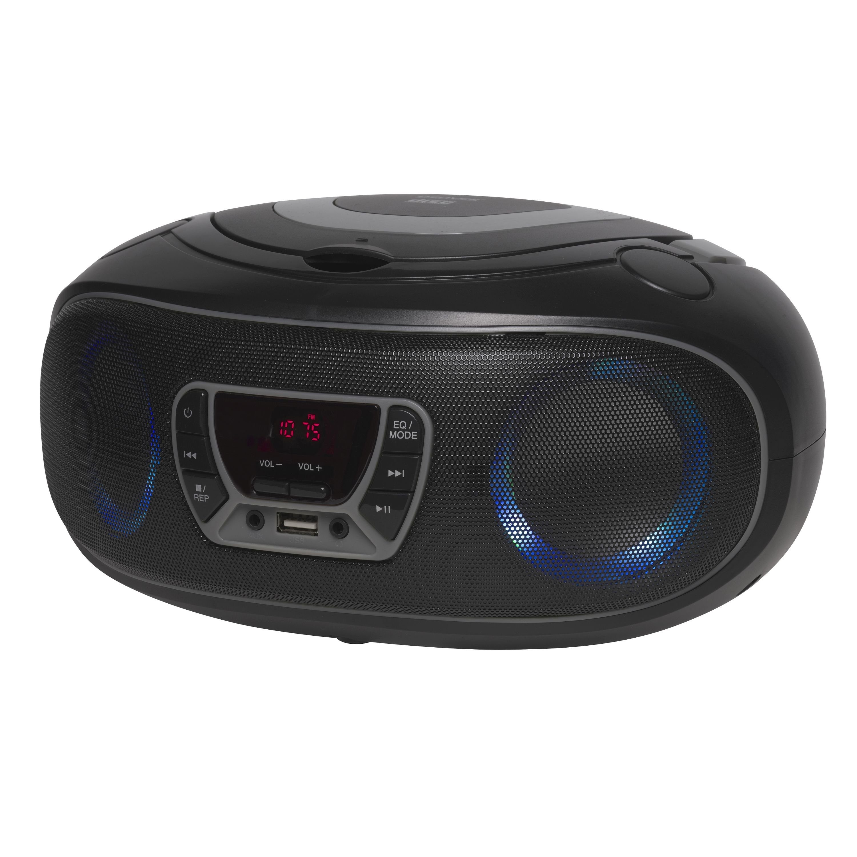 Grau Kopfhörerausgang (UKW GREY Boombox Partylicht) Radio, und AUX-IN, TCL-212BT LED USB, Denver Bluetooth,