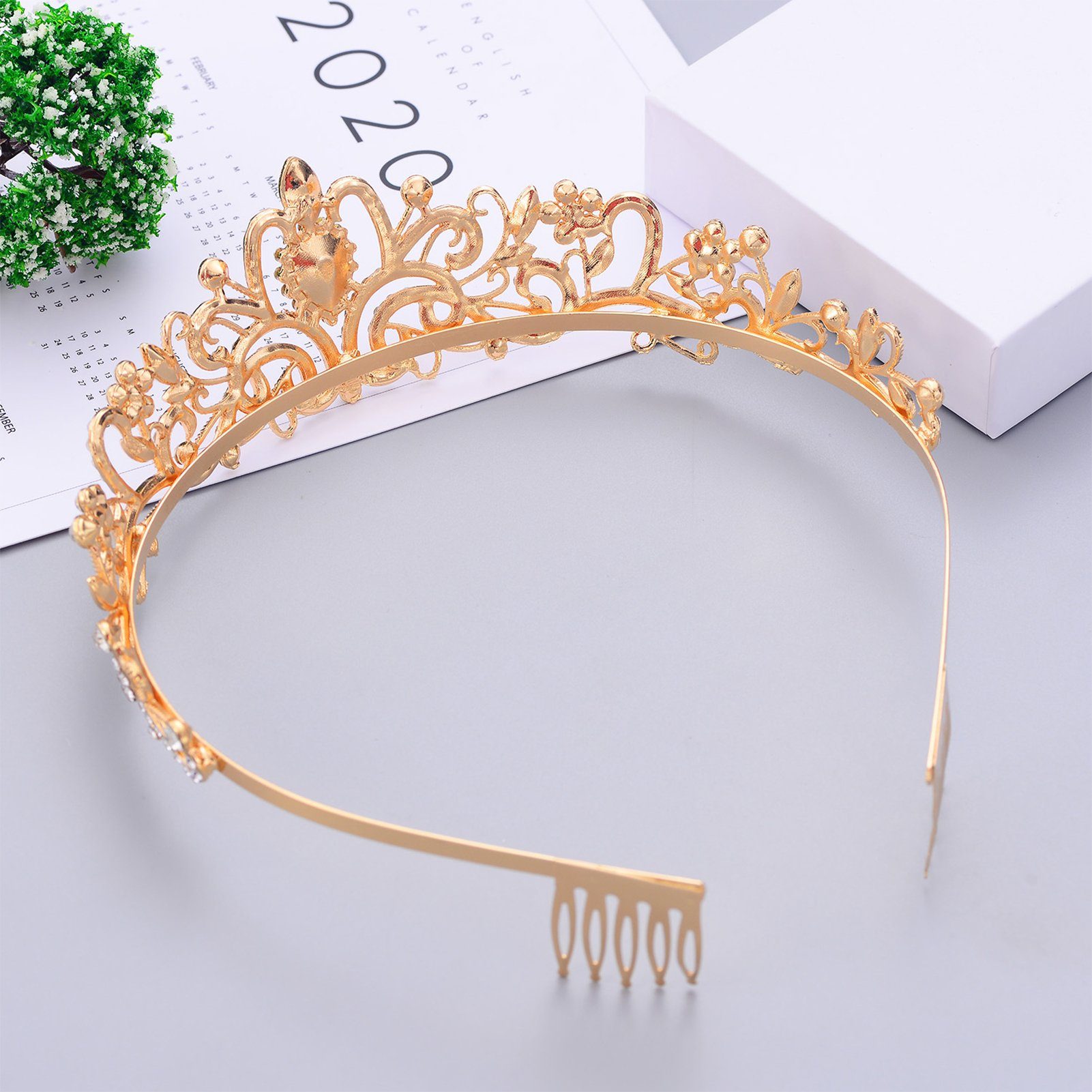 Blusmart Haarband Leichte, Luxuriöse Für Haarband gold Haarschmuck, Hochzeit, Strass-Kronen-Tiaras rose