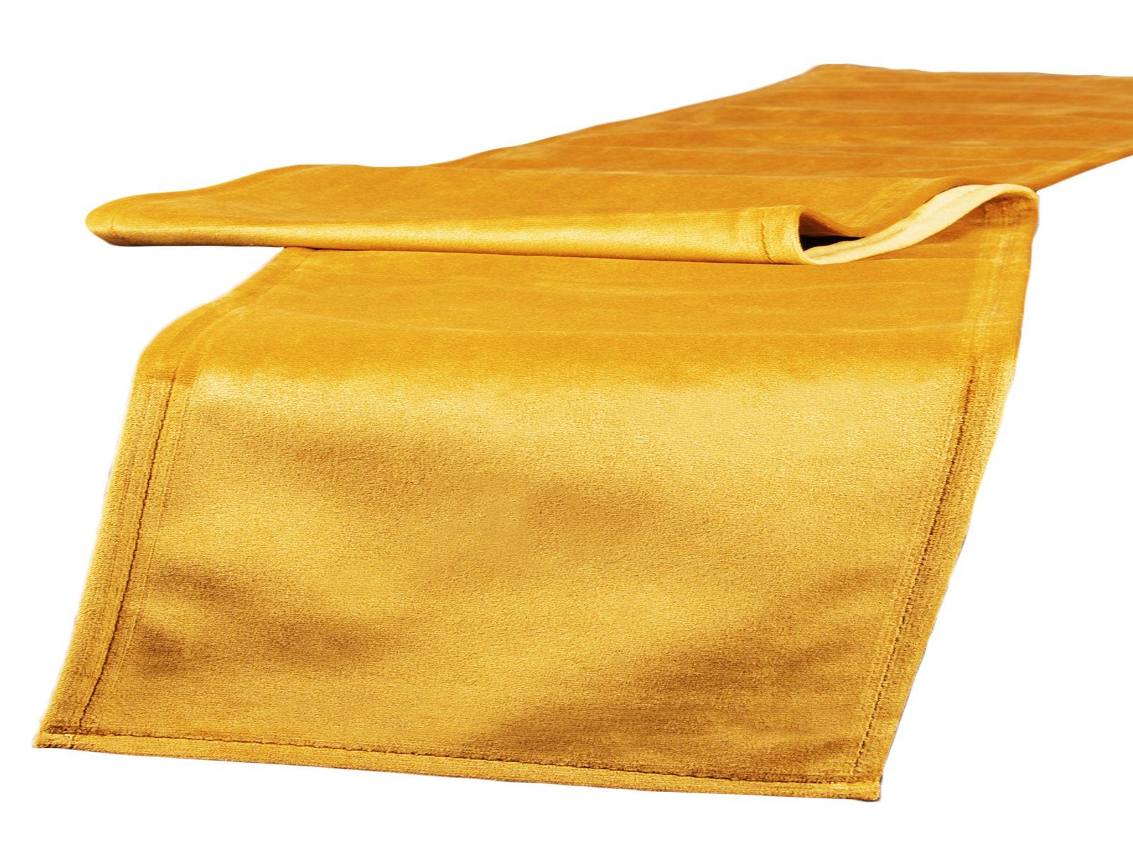 beties Tischläufer Samt&Sonders (1-tlg, 1 Stück Tischläufer), ca. 40x140 cm Samt Tischdekoration modern und edel curry-senf