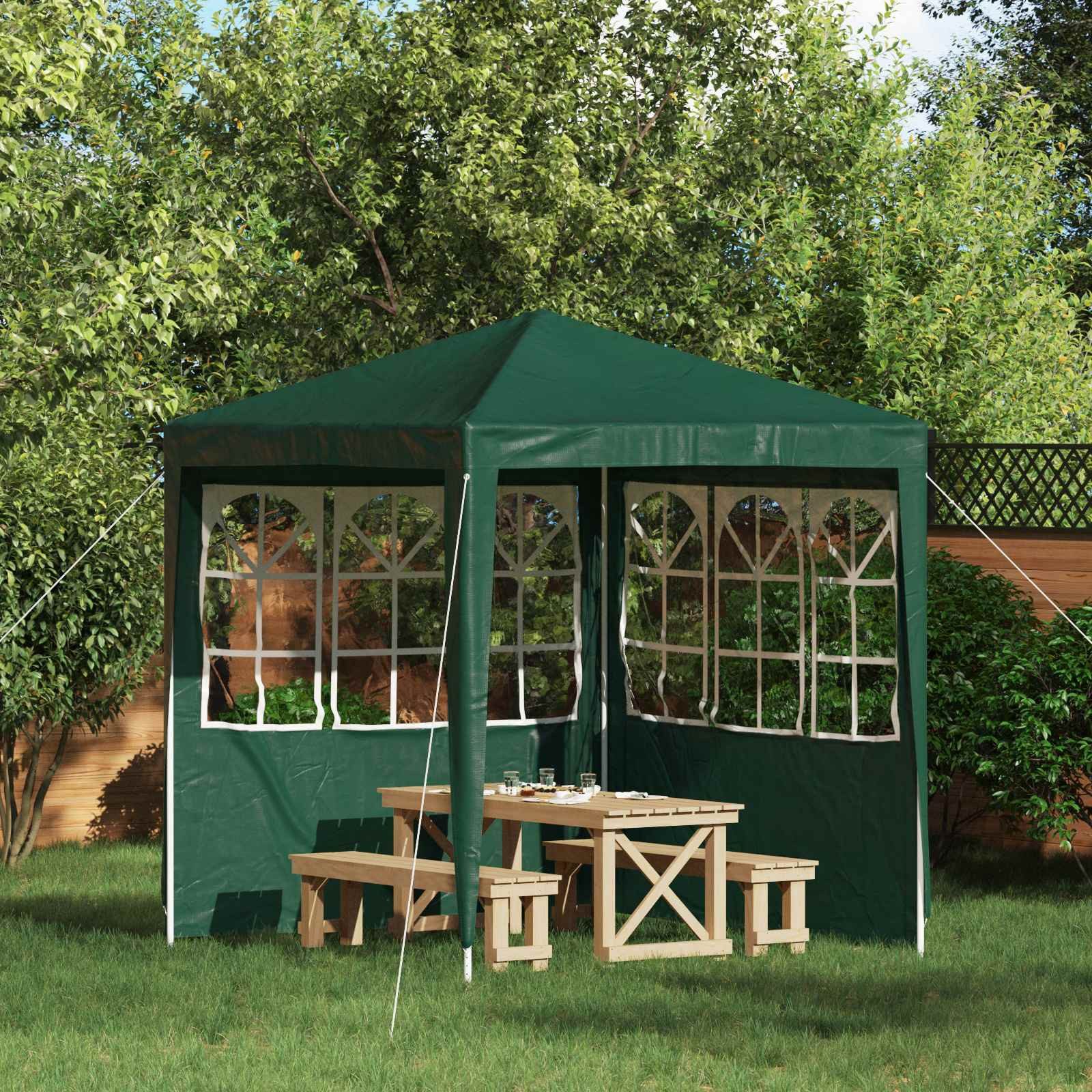 vidaXL Partyzelt Party Zelt Seitenteil 2 pcs 200 x 195 cm Grün PE und Stahl