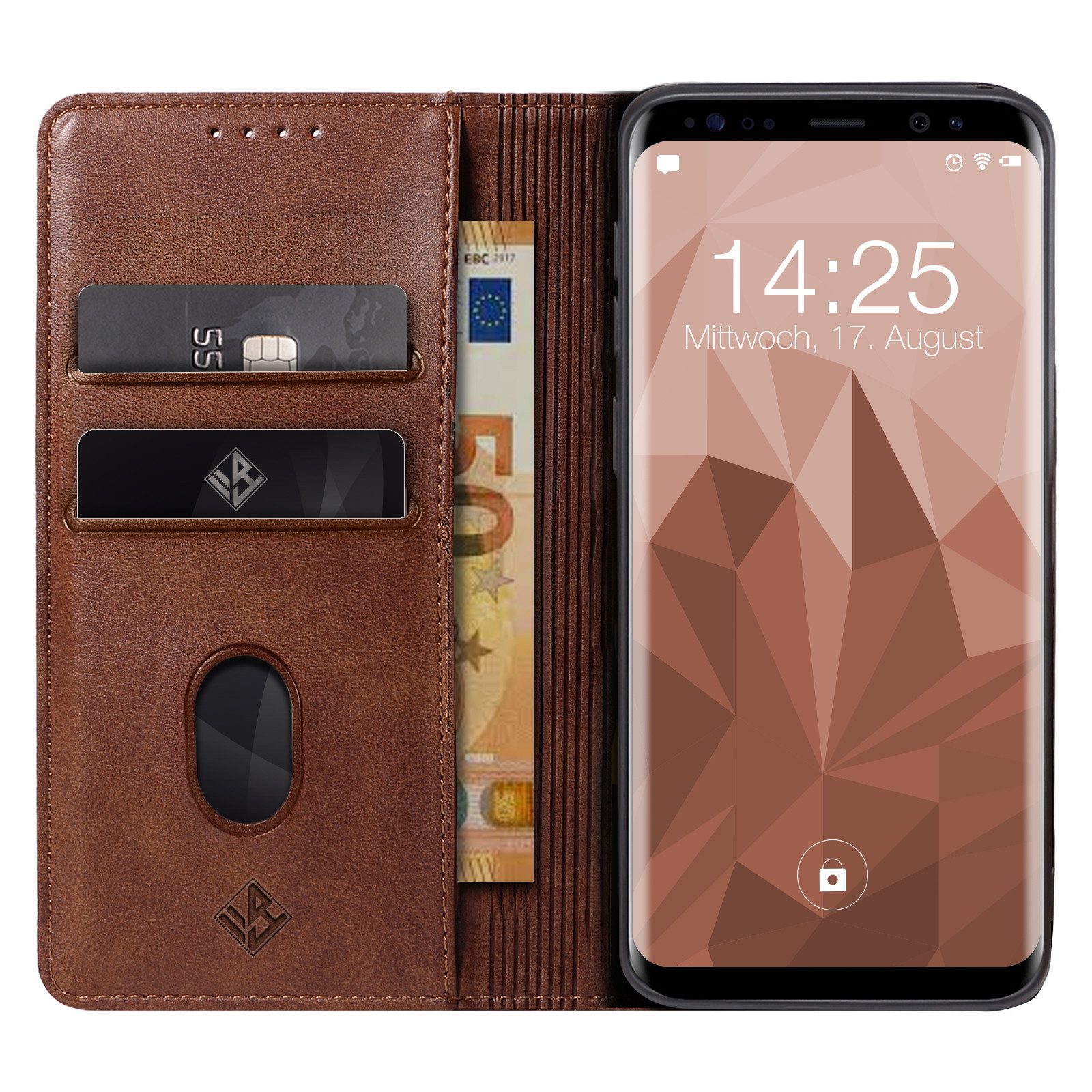 Tec-Expert Handyhülle Tasche Hülle für Samsung Galaxy S8 5.8 Zoll, 5.8 ", Cover Klapphülle Case mit Kartenfach mit Displayglas