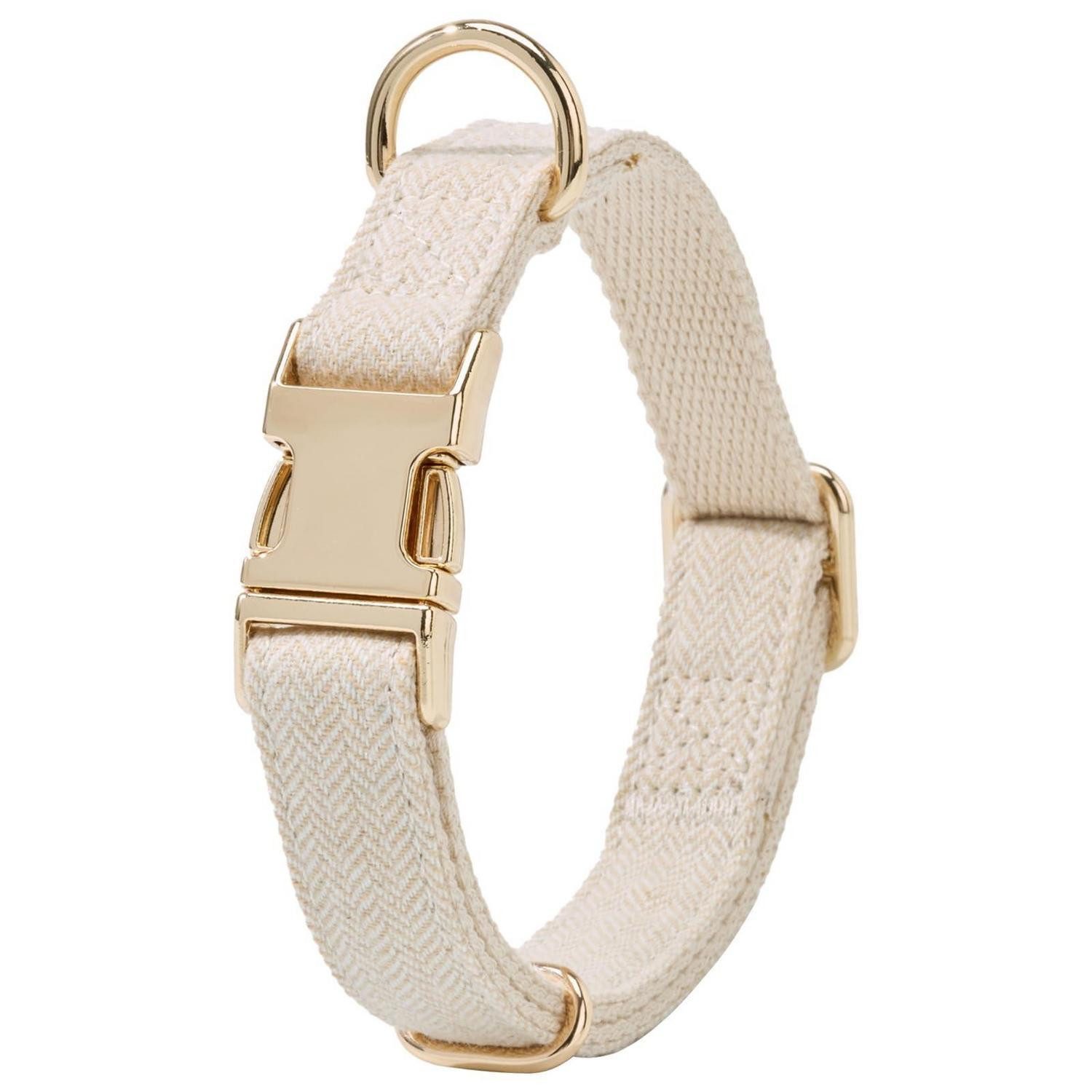 LuxusKollektion Hunde-Halsband Hundehalsband Baumwolle Twill beige L
