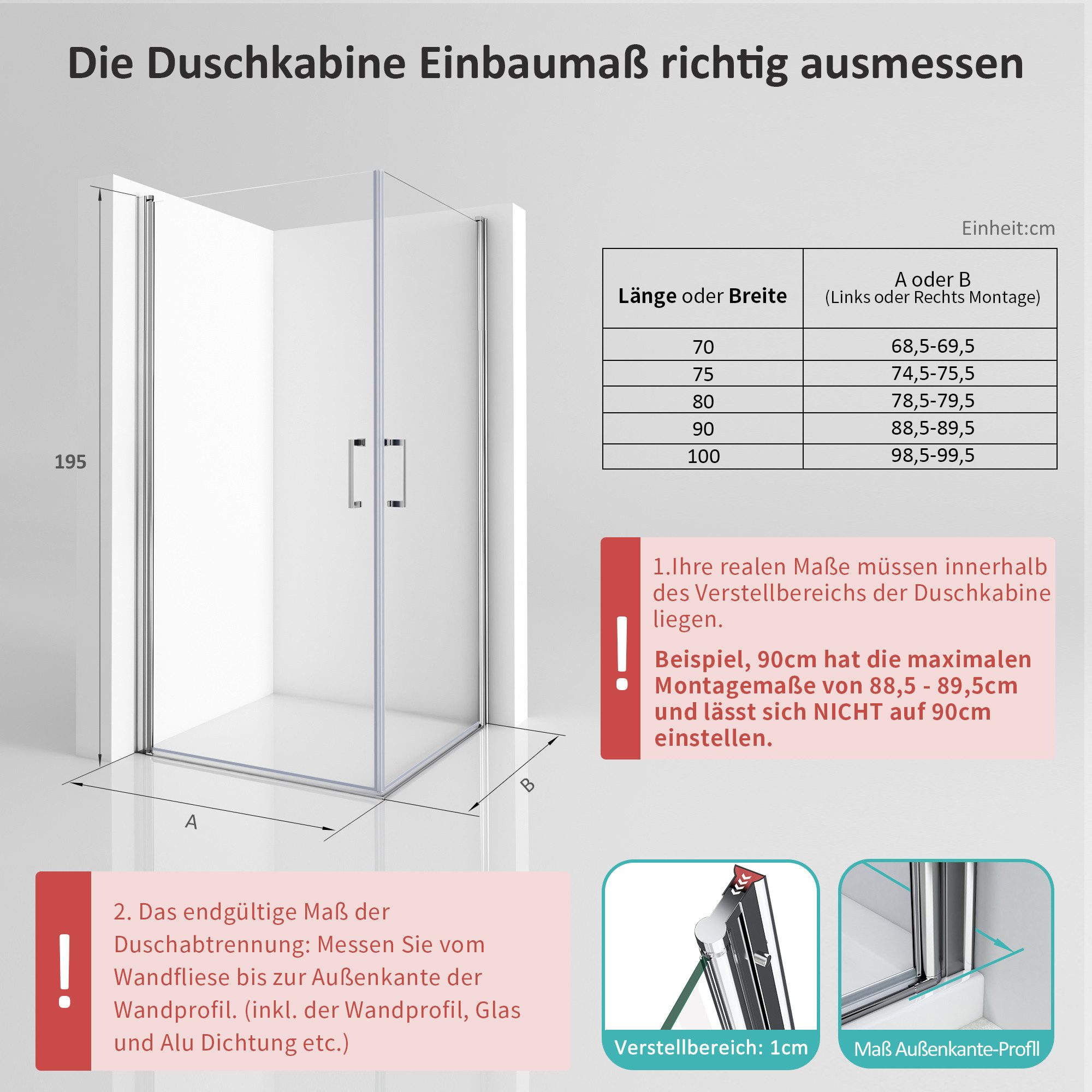 Hopibath Eckdusche 90x90 Pendeltür Duschkabine 80x80, BxT: 75x75 cm, NANO Sicherheitsglas, Eckeinstieg, Doppel Schwingtür, nach innen und außen öffnen