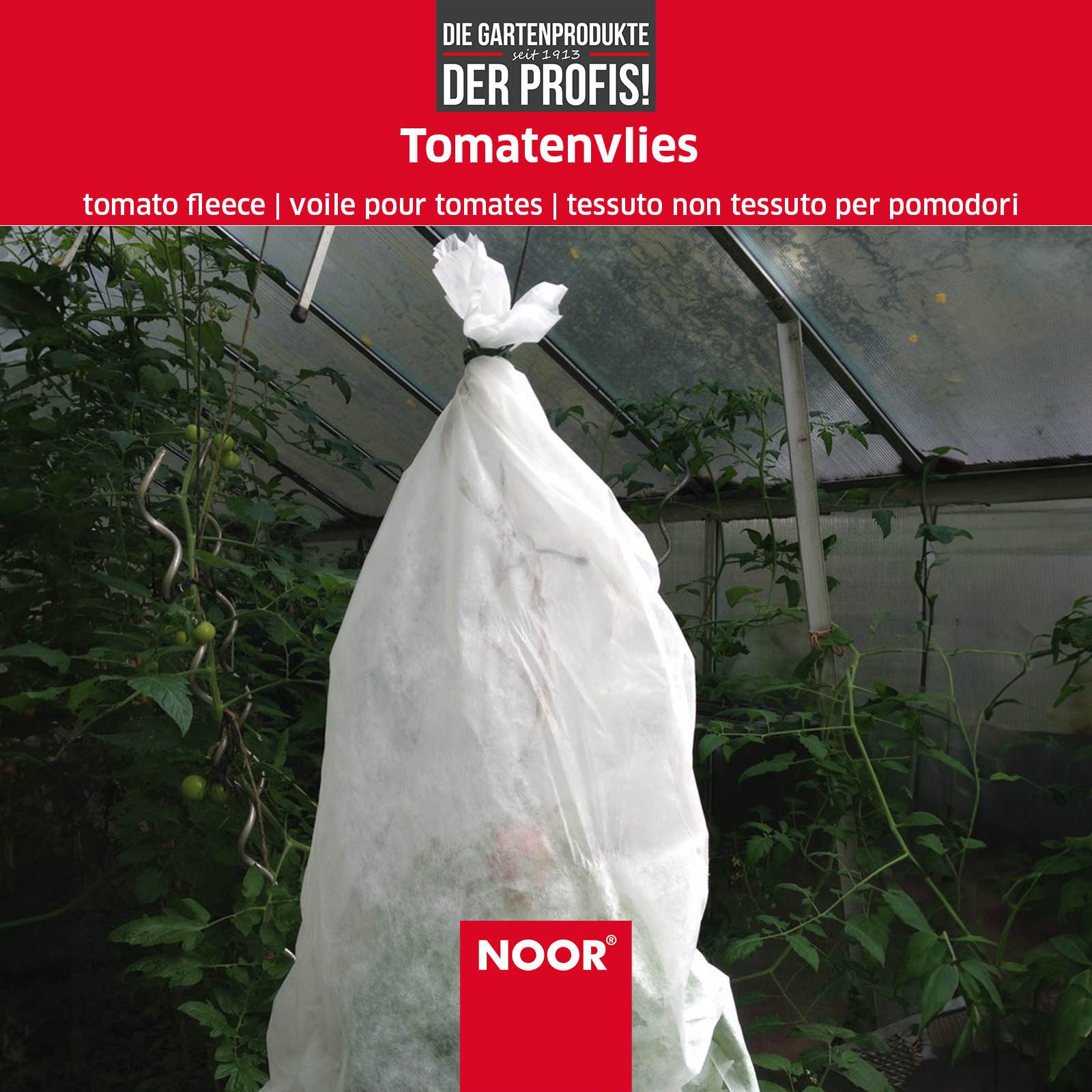 NOOR Gartenvlies Tomatenvlies - Schlauch 70 cm x 10 m - wasser- und luftdurchlässig, idealer Schutz für Ihre Tomatenpflanzen - einfach zuschneidbar