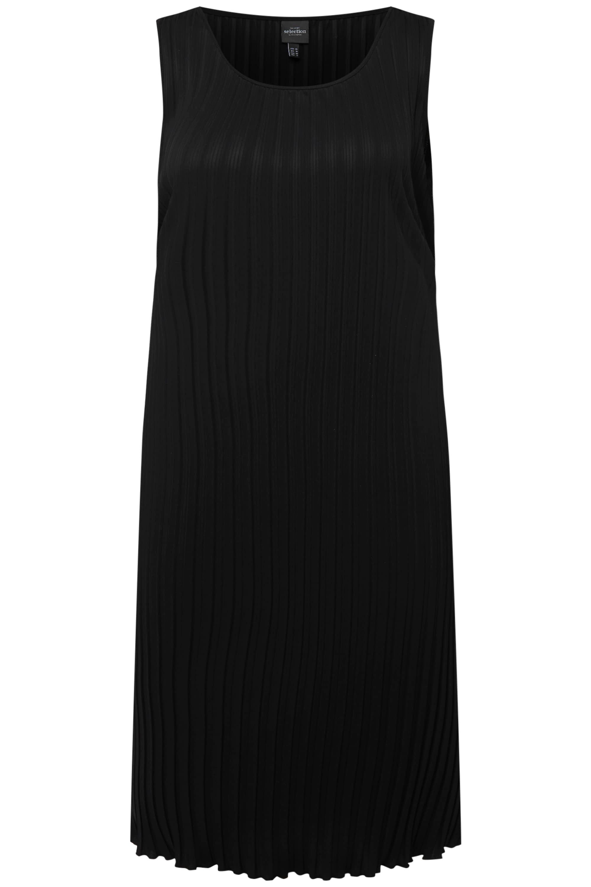 Ulla Popken Midikleid Plissee-Kleid A-Linie Rundhals günstig online kaufen