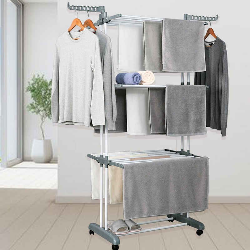 NYVI Turmwäscheständer »Wäscheständer LaundryFlex Grau«, Wäschestrockner, mobil, ausziehbar, mit 3 Ebenen