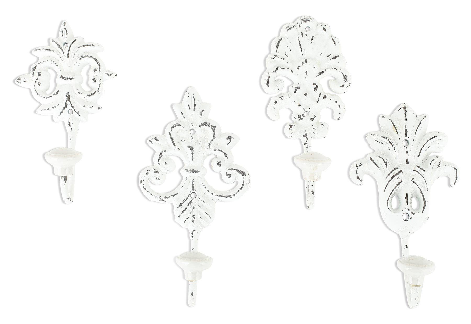 Levandeo® Garderobenhaken, 4er Set Haken Wandhaken Wandgarderobe Garderobe Eisen Shabby Chic