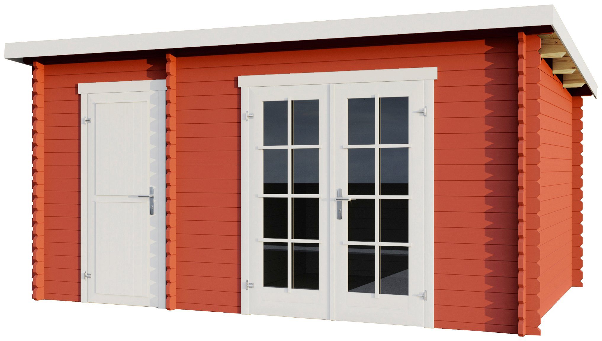 LASITA MAJA Gartenhaus Belmont 2, BxT: 465x319 cm, Blockbohlenhaus 34mm 2-Raum, Fundamentmass 4250x2800, Schwedenrot