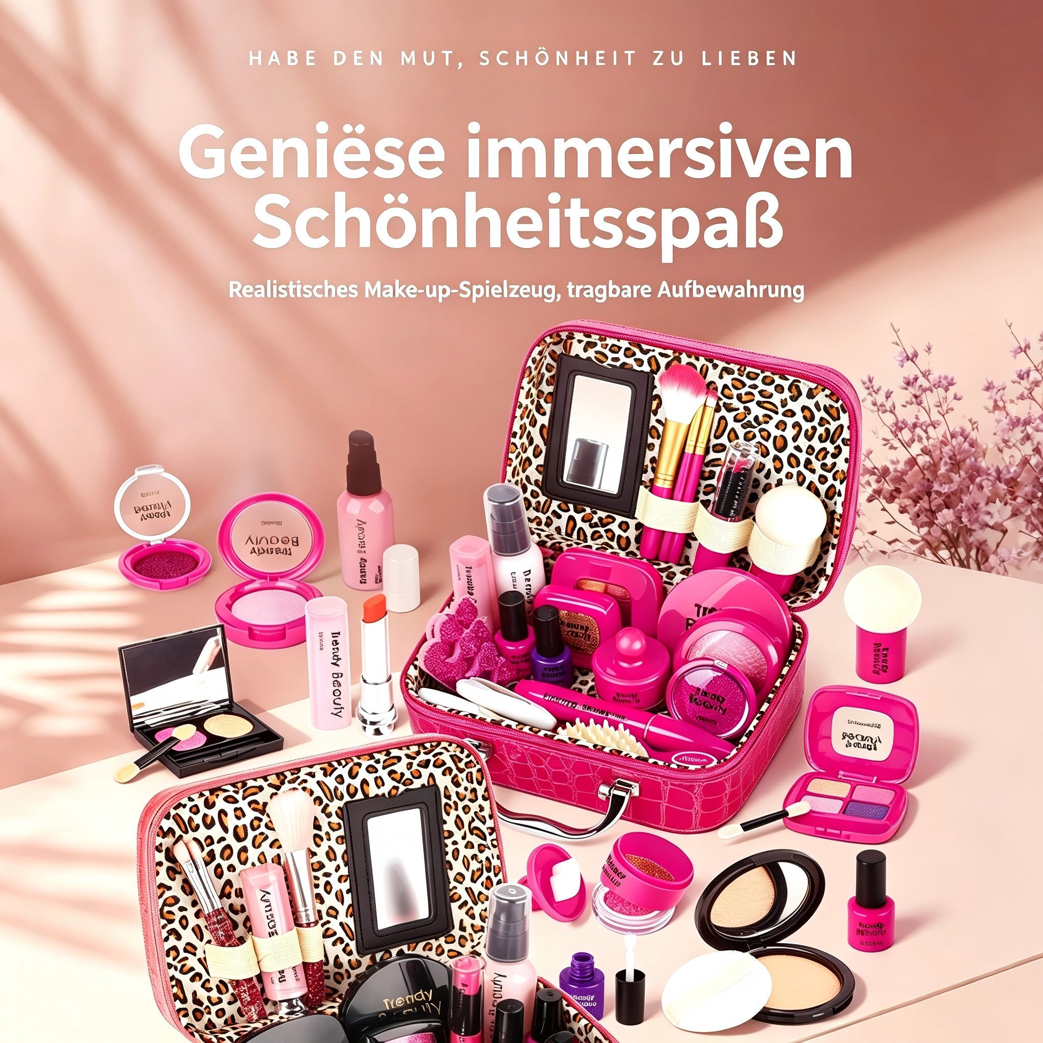 Toomoke Lernspielzeug Kinderschminke Geschenke Lernspielzeug spielzeuge für Mädchen (22-St), Realistisches Make-up-Spielset, 22-St., Kinder Rollenspiel Set), waschbares Zubehör Makeup Spielzeug Kreativset