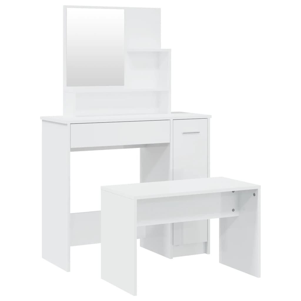 vidaXL Schminktisch Schminktisch-Set Hochglanz-Weiß 86,5x35x136 cm günstig online kaufen
