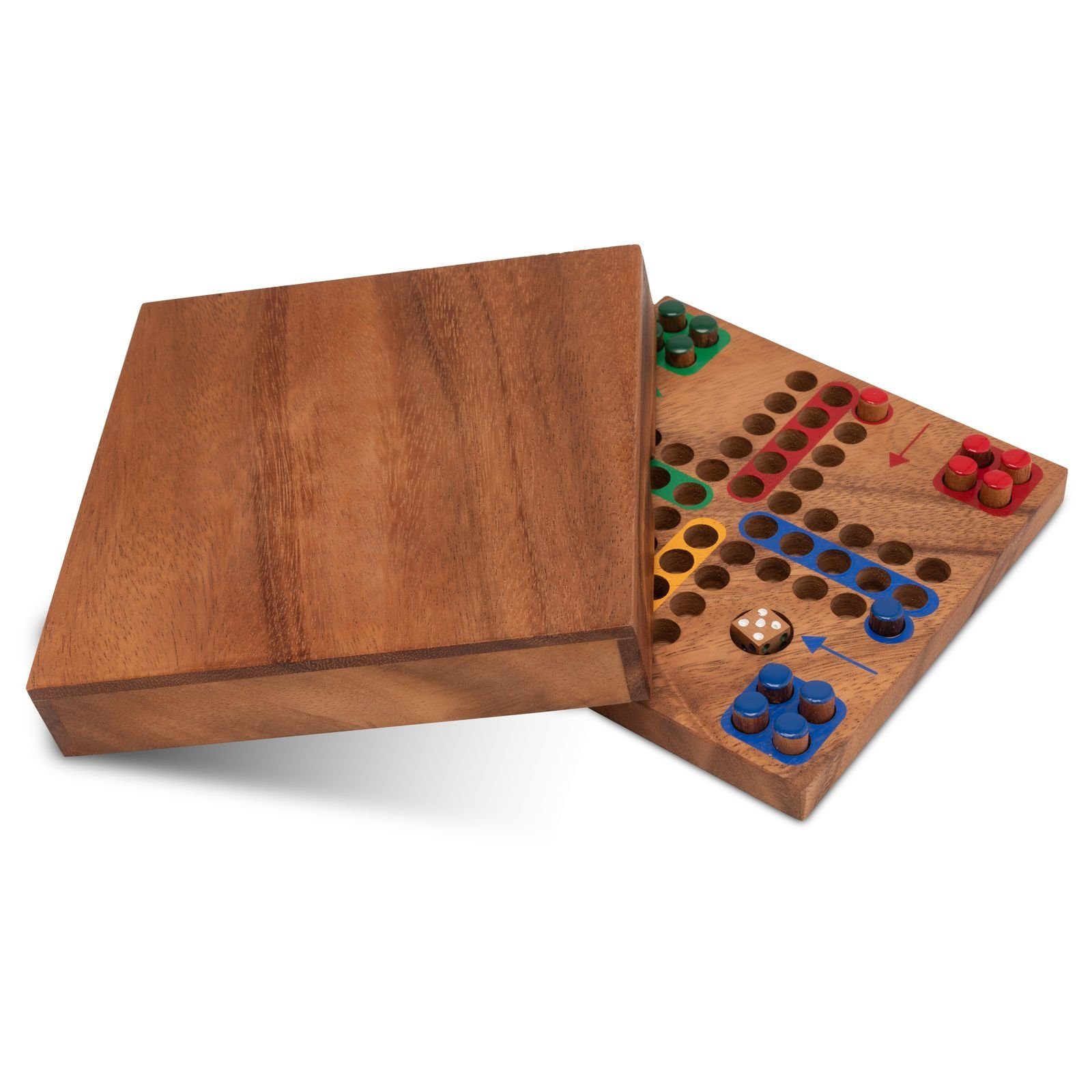 Logoplay Holzspiele Spielesammlung, LUDO M – der Klassiker in kompakter Holz-Ausführung für unterwegs und zuhauseHolzspielzeug