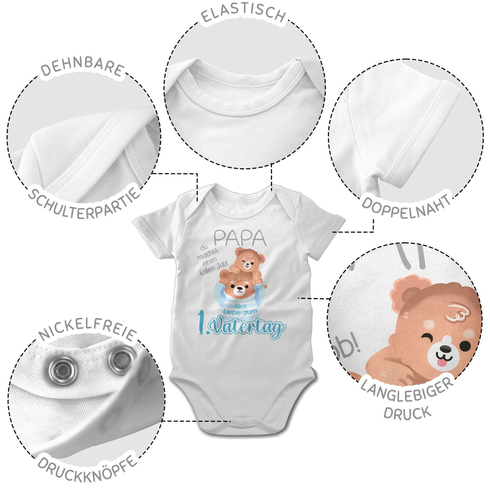 Shirtracer Shirtbody Alles Liebe zum 1. Vatertag - Papa Bär und Baby Bär - grau Geschenk Vatertag Baby