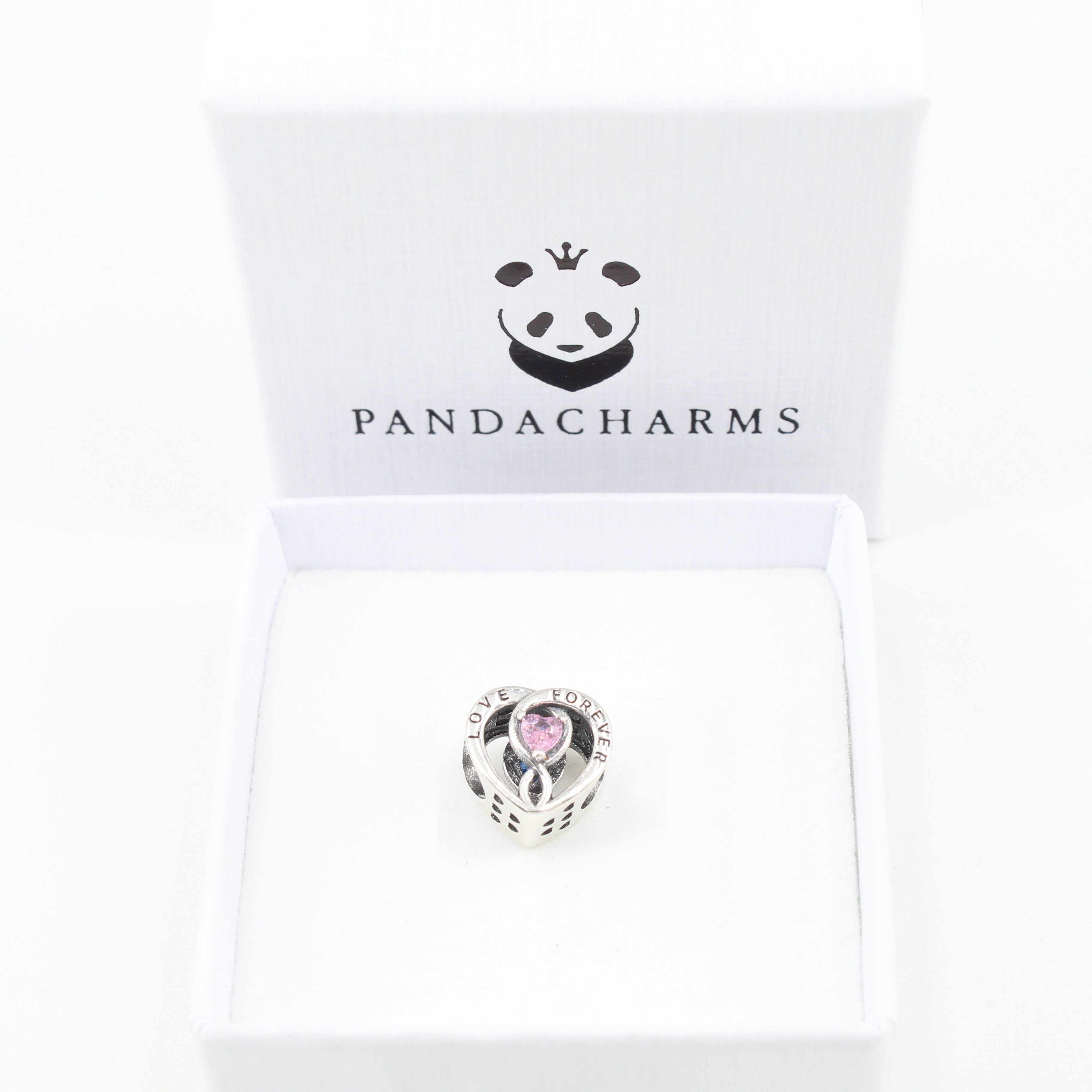 PANDACHARMS Bead Love Forever Always There Herz Charm, 925er Sterling Silber – Bild 3 von 5