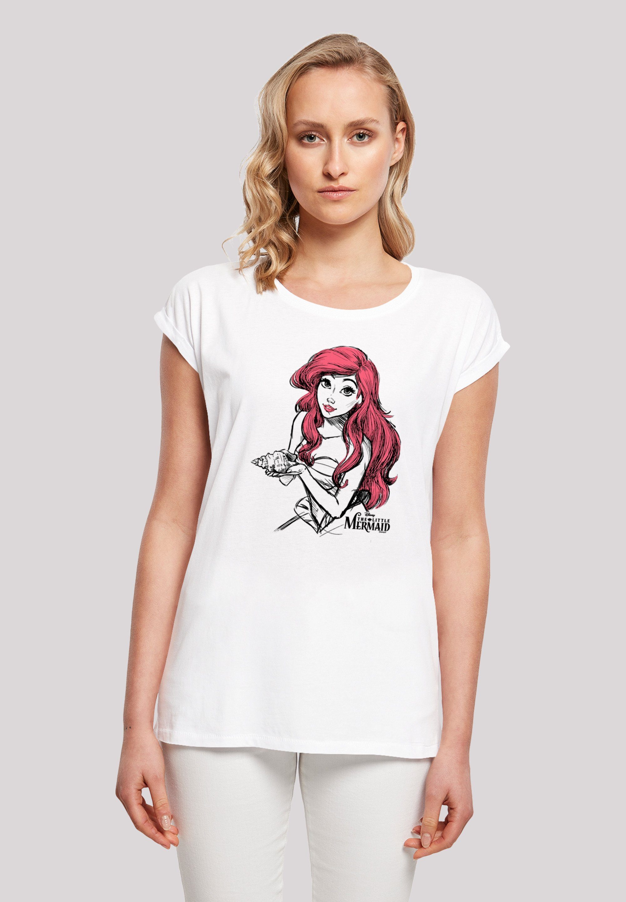 F4NT4STIC T-Shirt Ariel Shell Merch,Regular-Fit,Kurze Damen,Premium Ärmel,Bedruckt Sketch